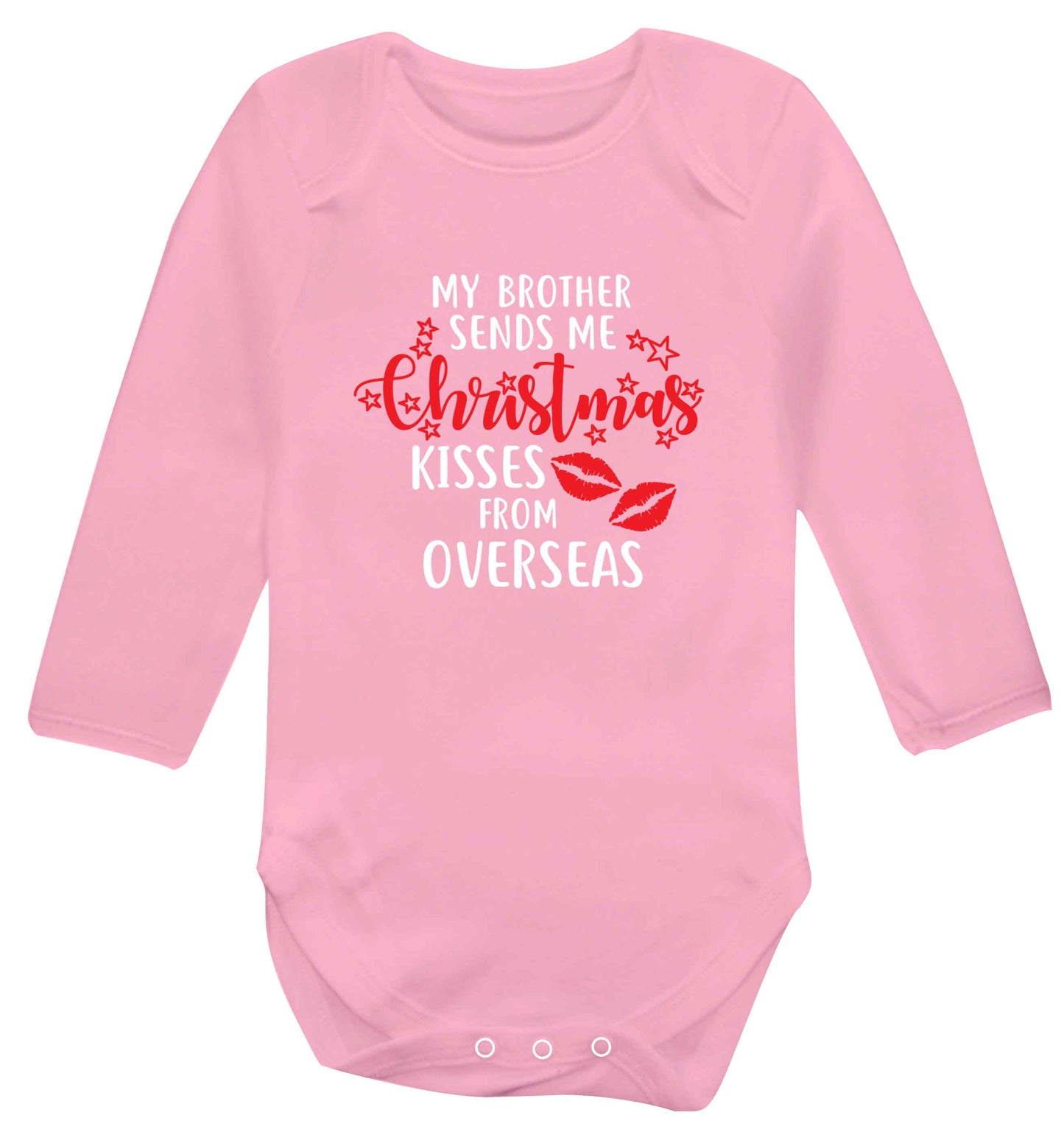 Brother Christmas Kisses Overseas baby vest long sleeved pale pink 6-12 months