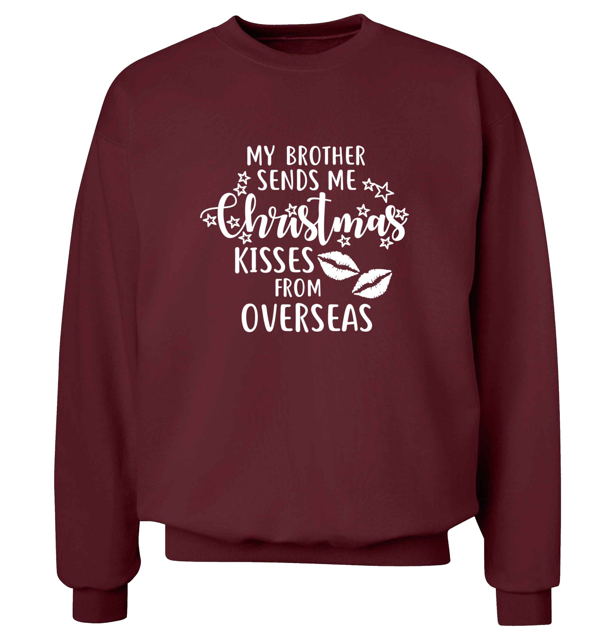 Brother Christmas Kisses Overseas adult's unisex maroon sweater 2XL