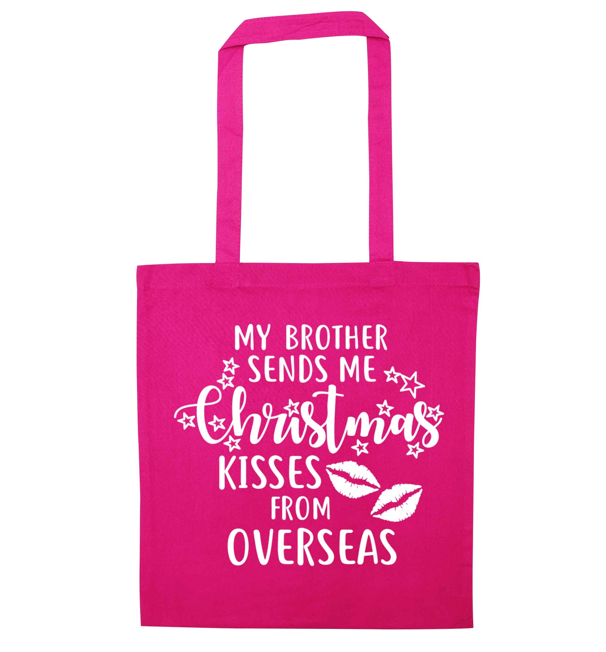 Brother Christmas Kisses Overseas pink tote bag