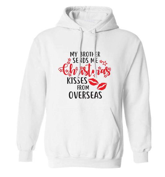 Brother Christmas Kisses Overseas adults unisex white hoodie 2XL