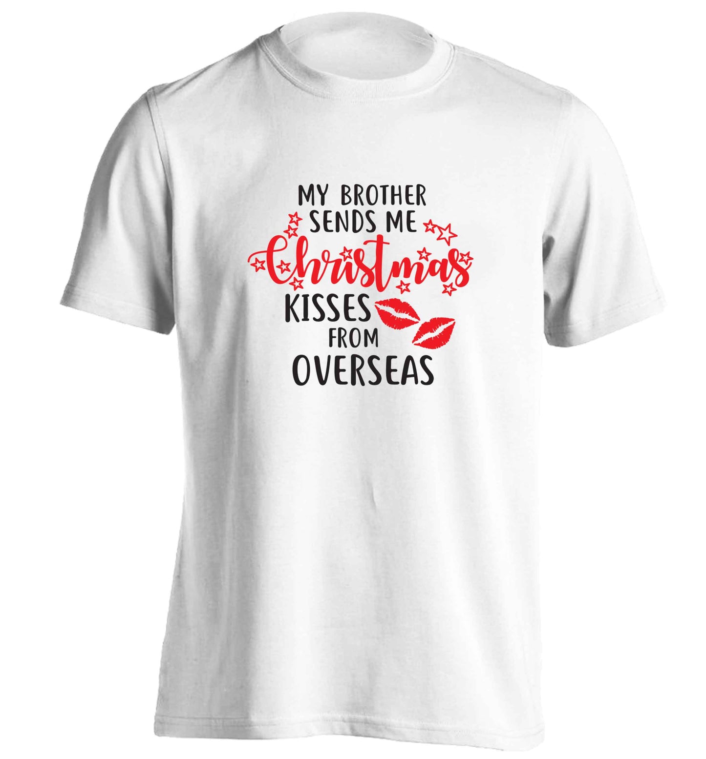 Brother Christmas Kisses Overseas adults unisex white Tshirt 2XL