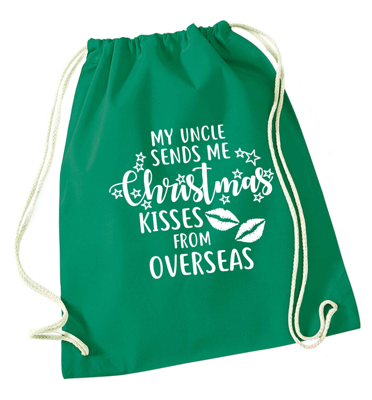 Brother Christmas Kisses Overseas green drawstring bag