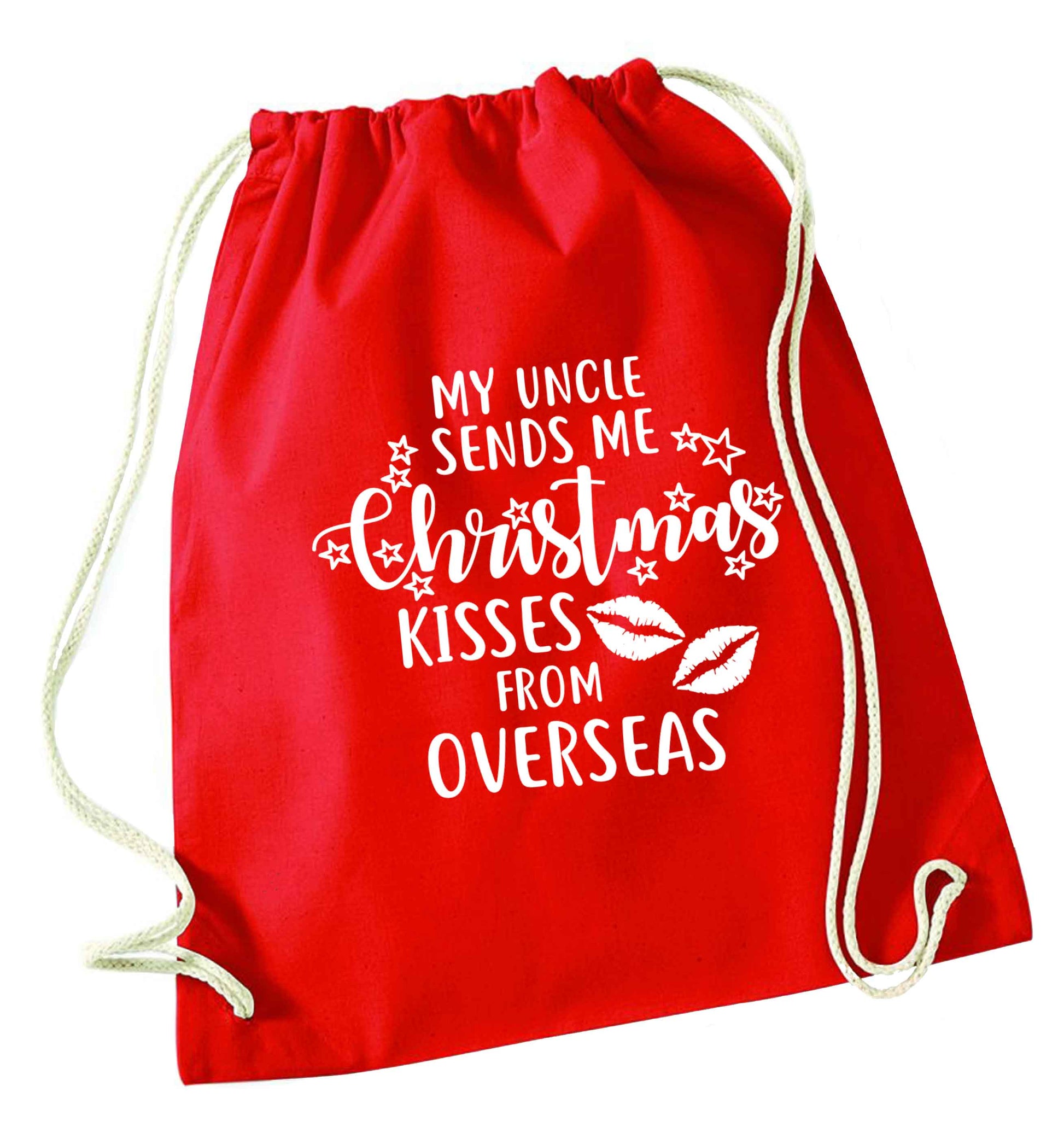Brother Christmas Kisses Overseas red drawstring bag 