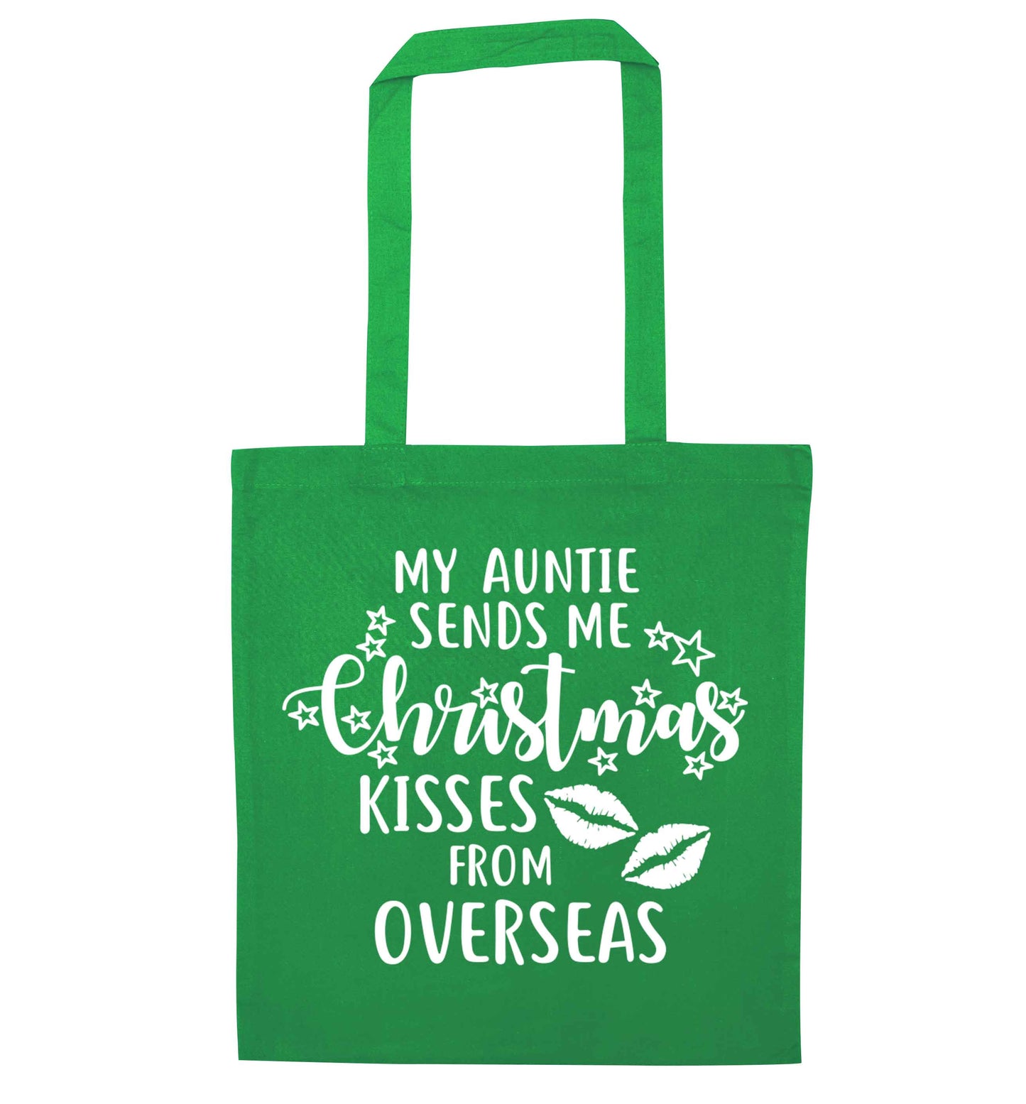 Auntie Christmas Kisses Overseas green tote bag