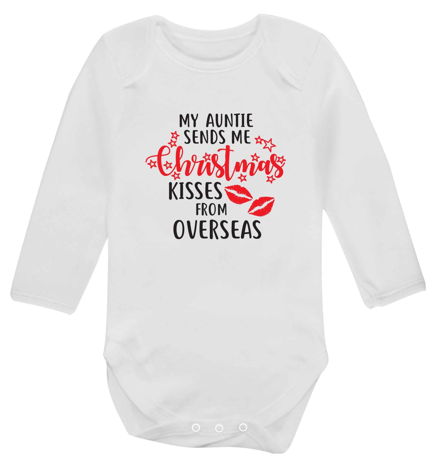 Auntie Christmas Kisses Overseas baby vest long sleeved white 6-12 months