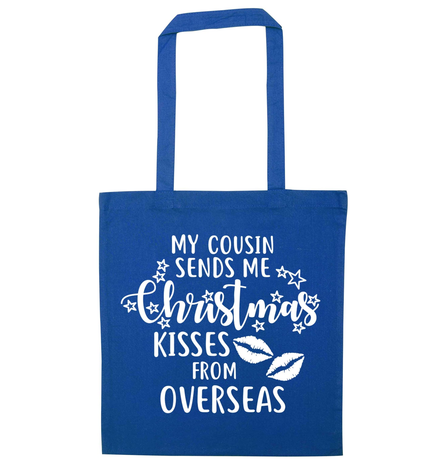 Auntie Christmas Kisses Overseas blue tote bag