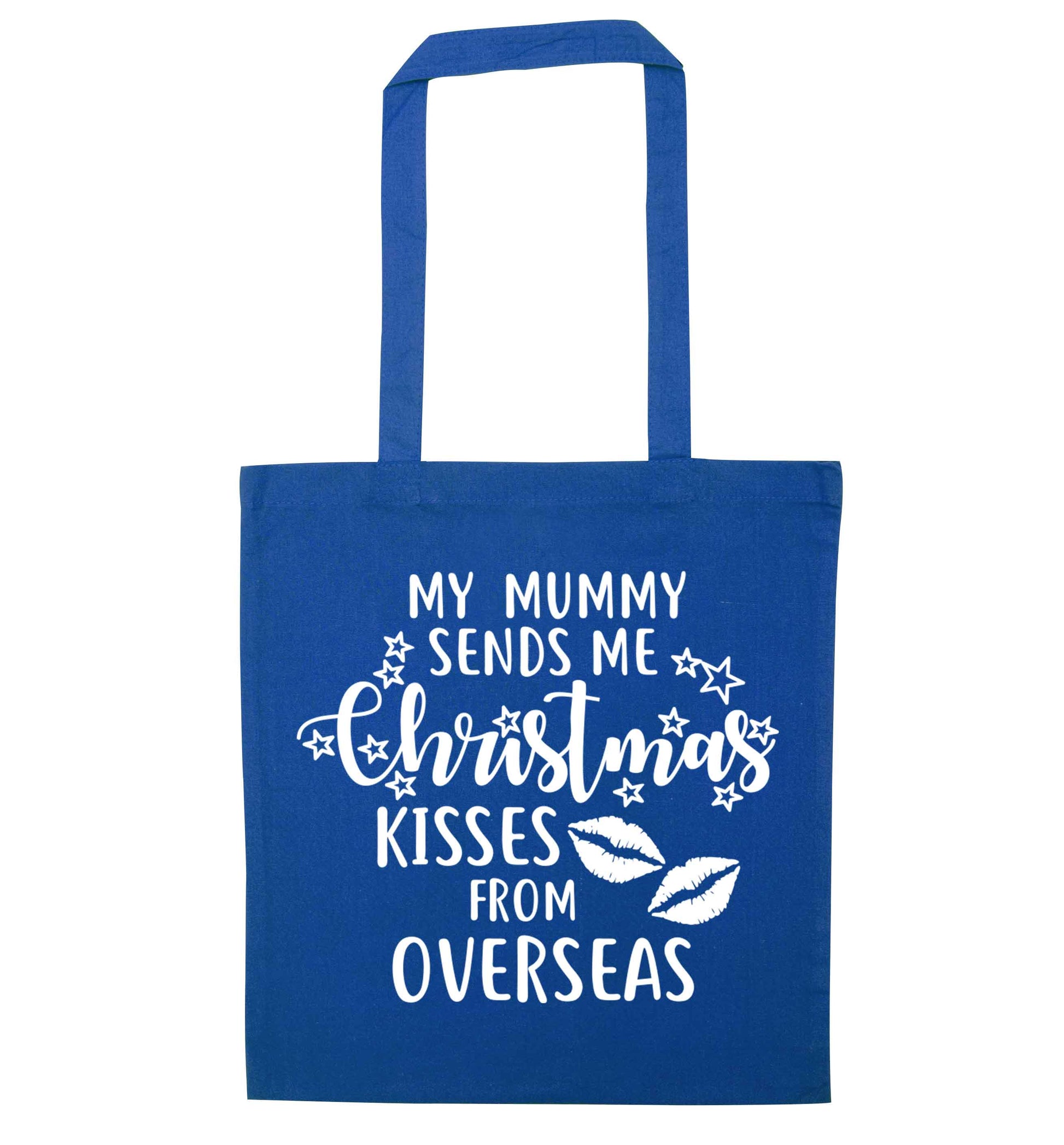 Mummy Christmas Kisses Overseas blue tote bag