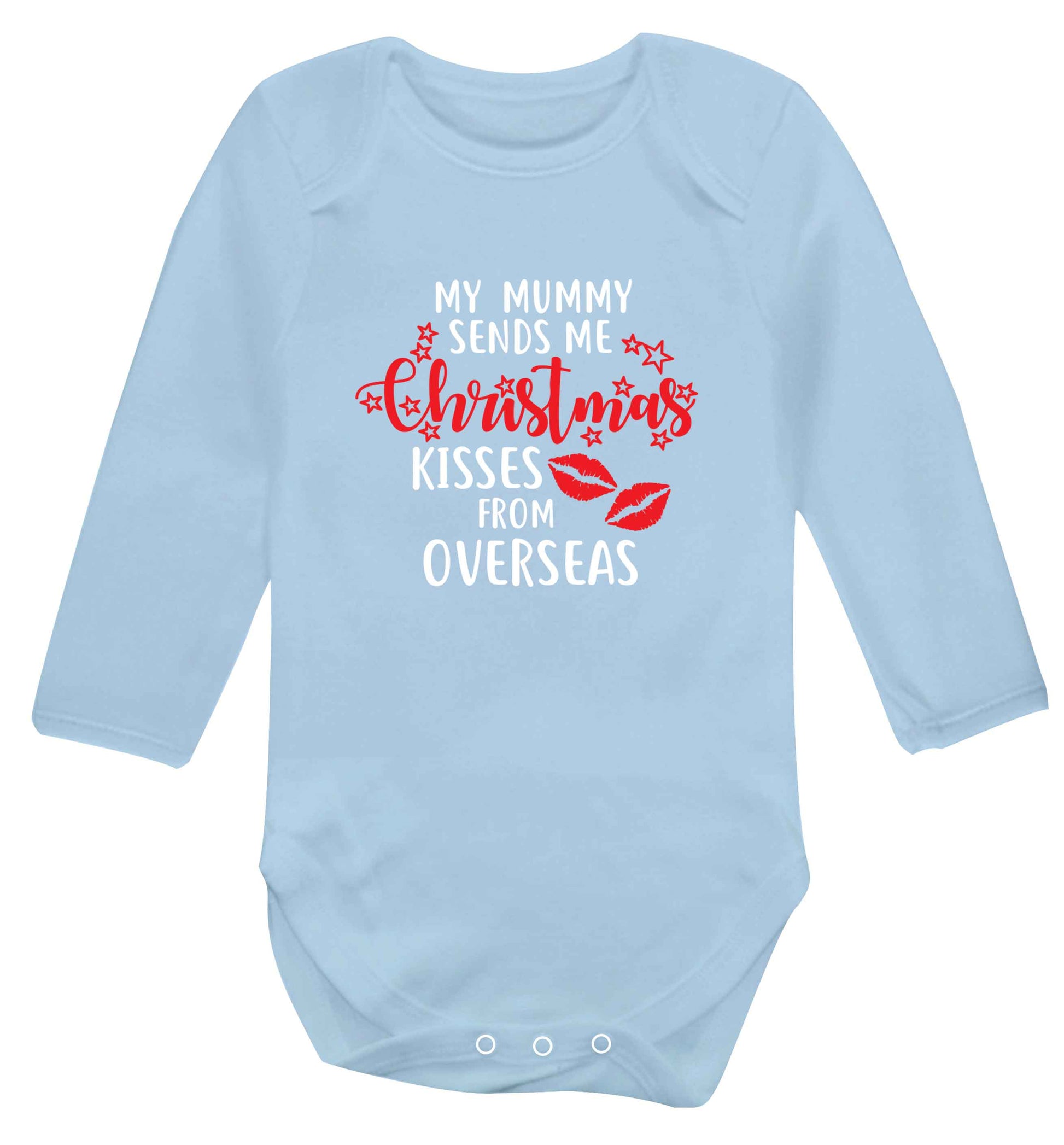 Mummy Christmas Kisses Overseas baby vest long sleeved pale blue 6-12 months