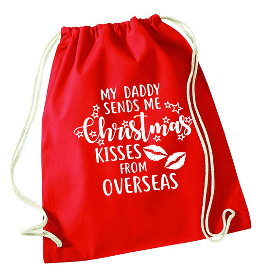 Daddy Christmas Kisses Overseas red drawstring bag 