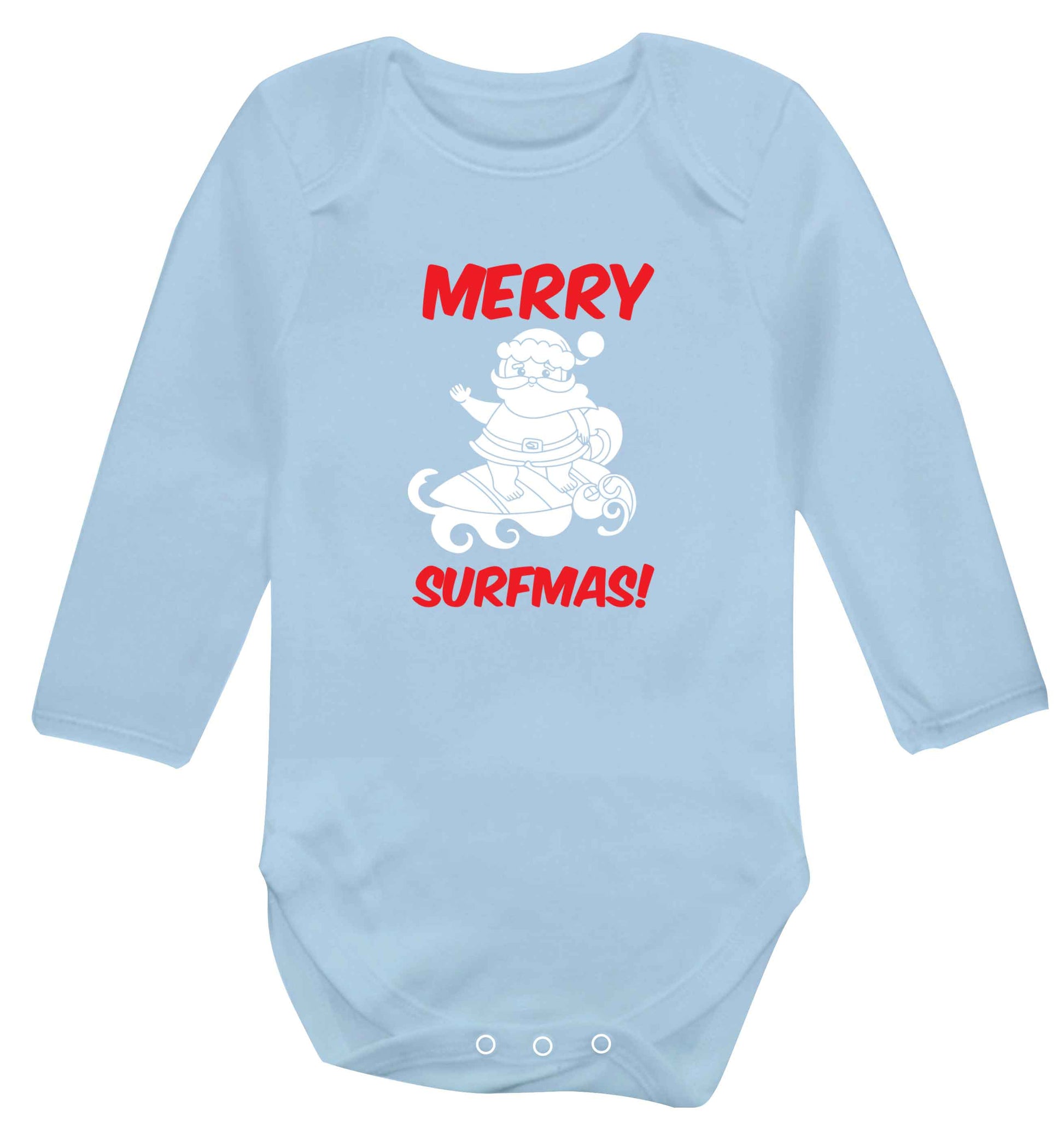 Daddy Christmas Kisses Overseas baby vest long sleeved pale blue 6-12 months