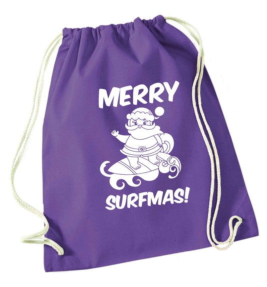 Daddy Christmas Kisses Overseas purple drawstring bag