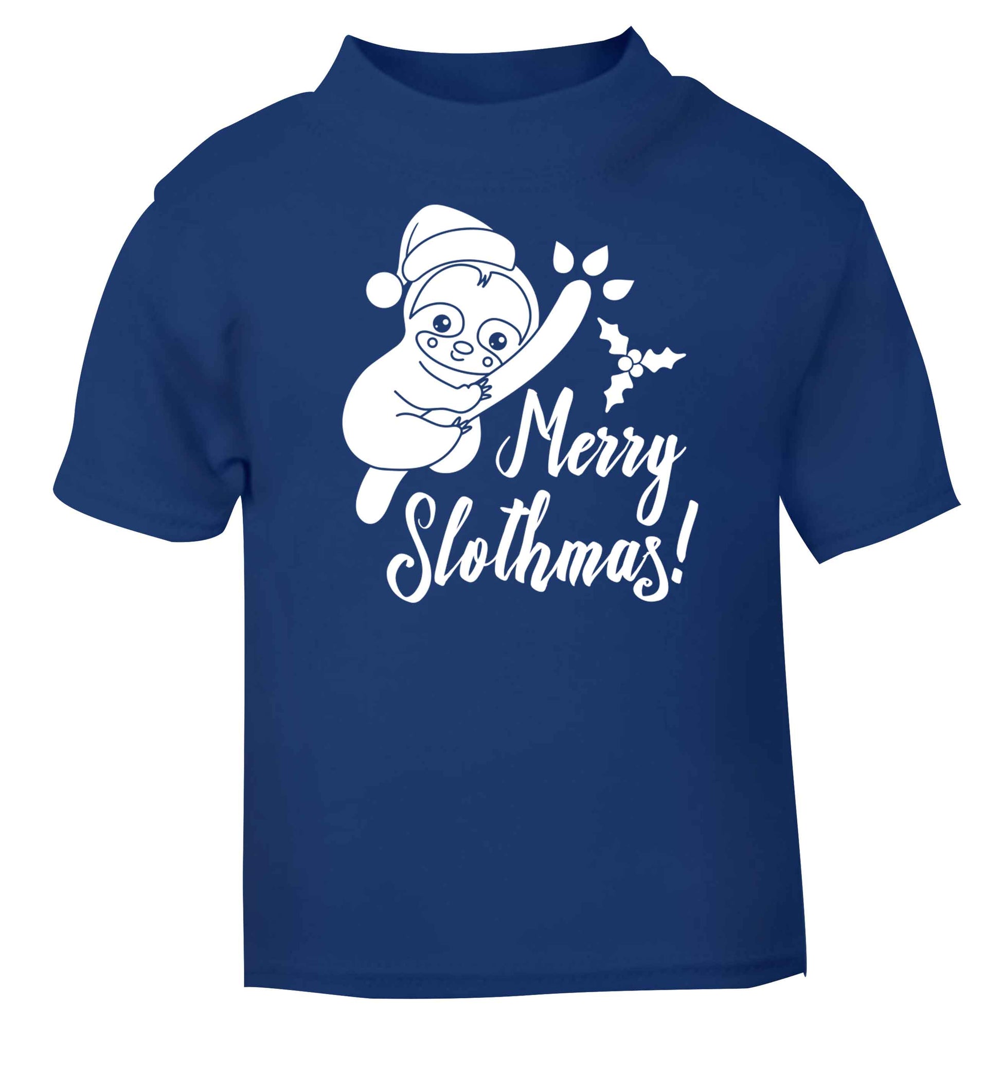 Merry Slothmas blue baby toddler Tshirt 2 Years