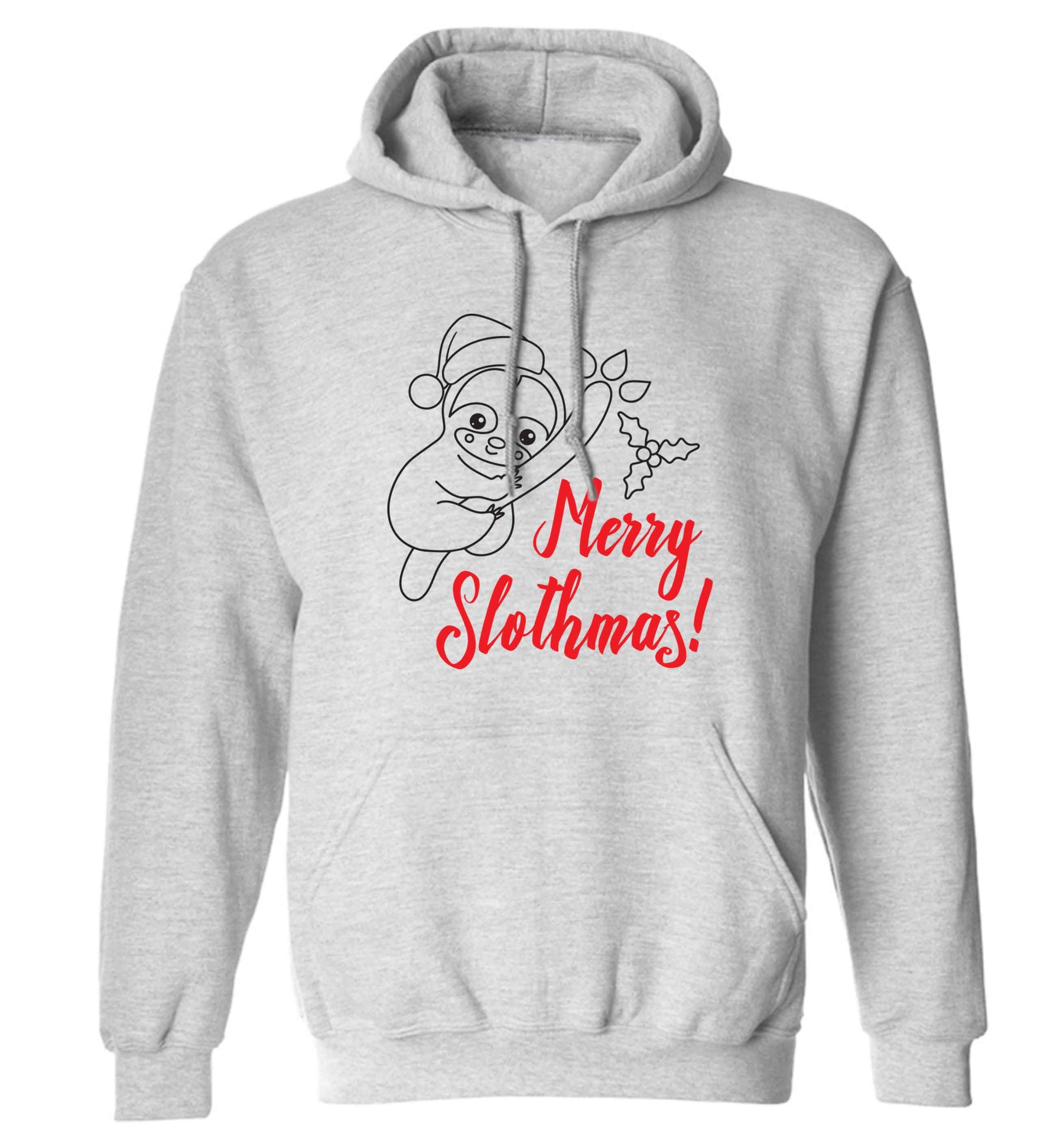 Merry Slothmas adults unisex grey hoodie 2XL