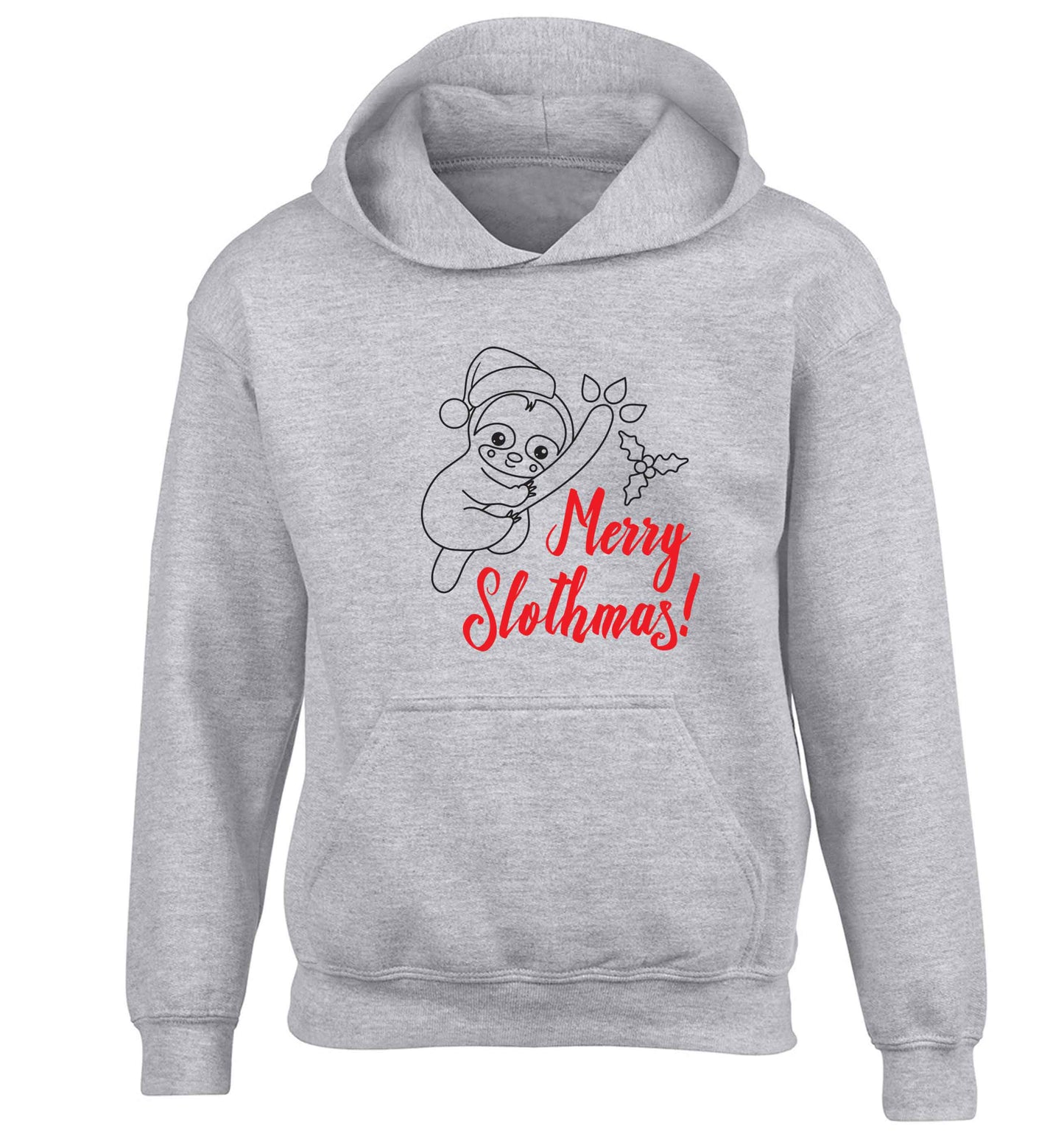 Merry Slothmas children's grey hoodie 12-13 Years