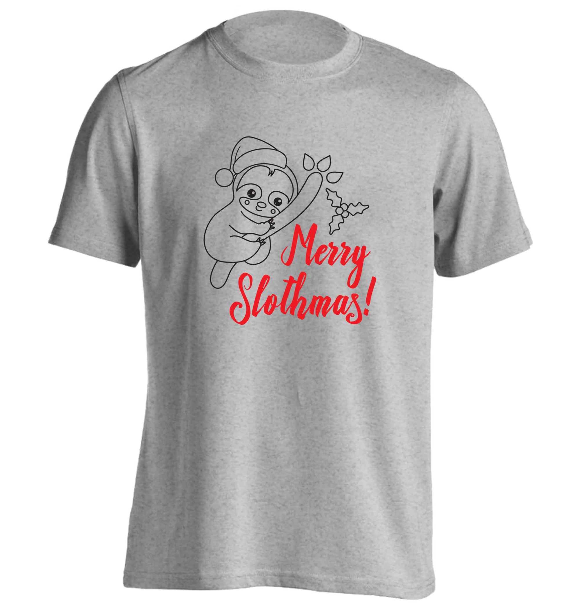 Merry Slothmas adults unisex grey Tshirt 2XL
