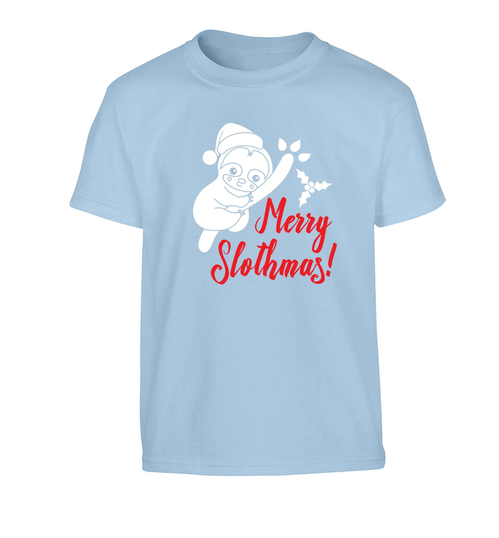 Merry Slothmas Children's light blue Tshirt 12-13 Years