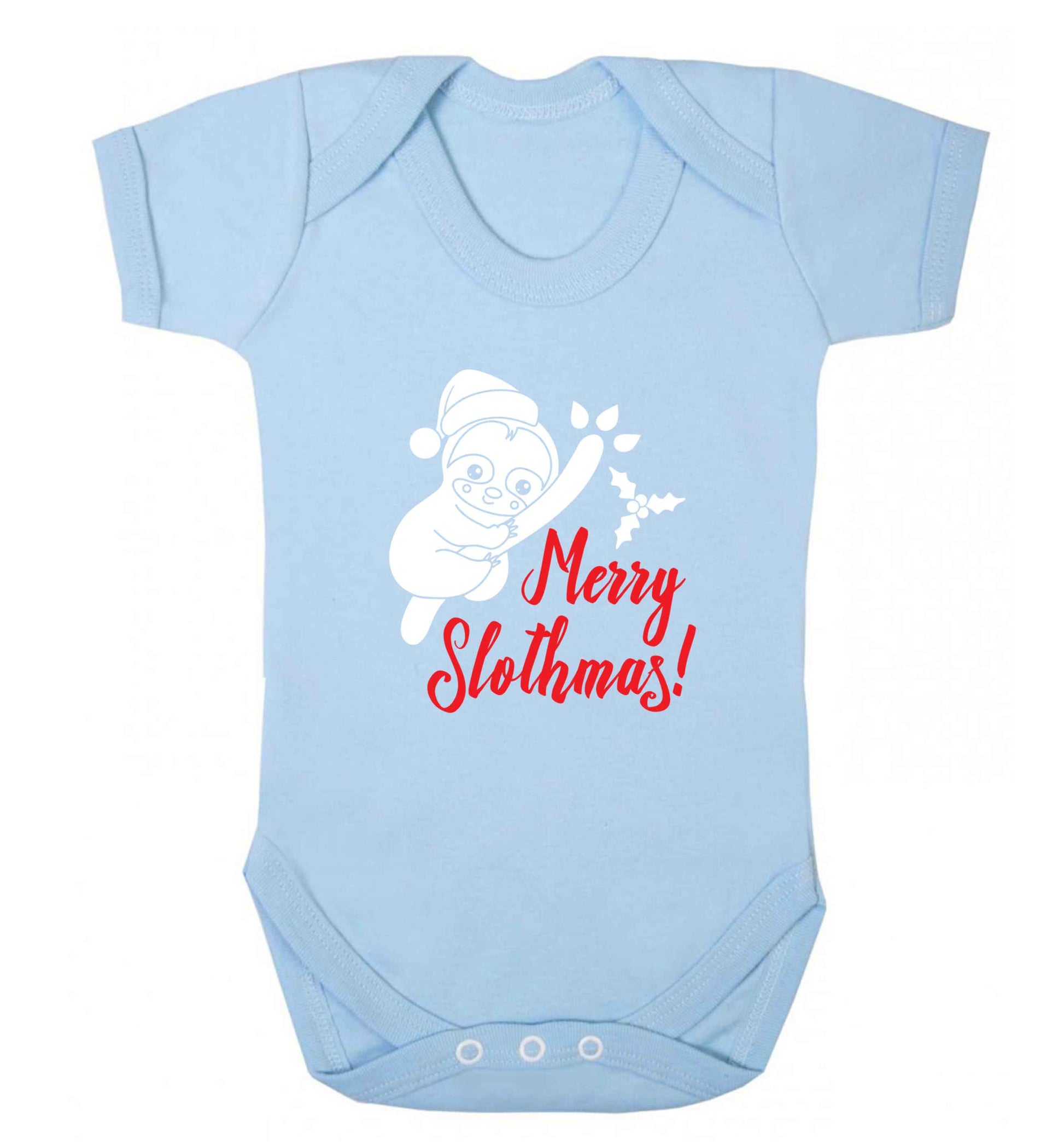 Merry Slothmas baby vest pale blue 18-24 months
