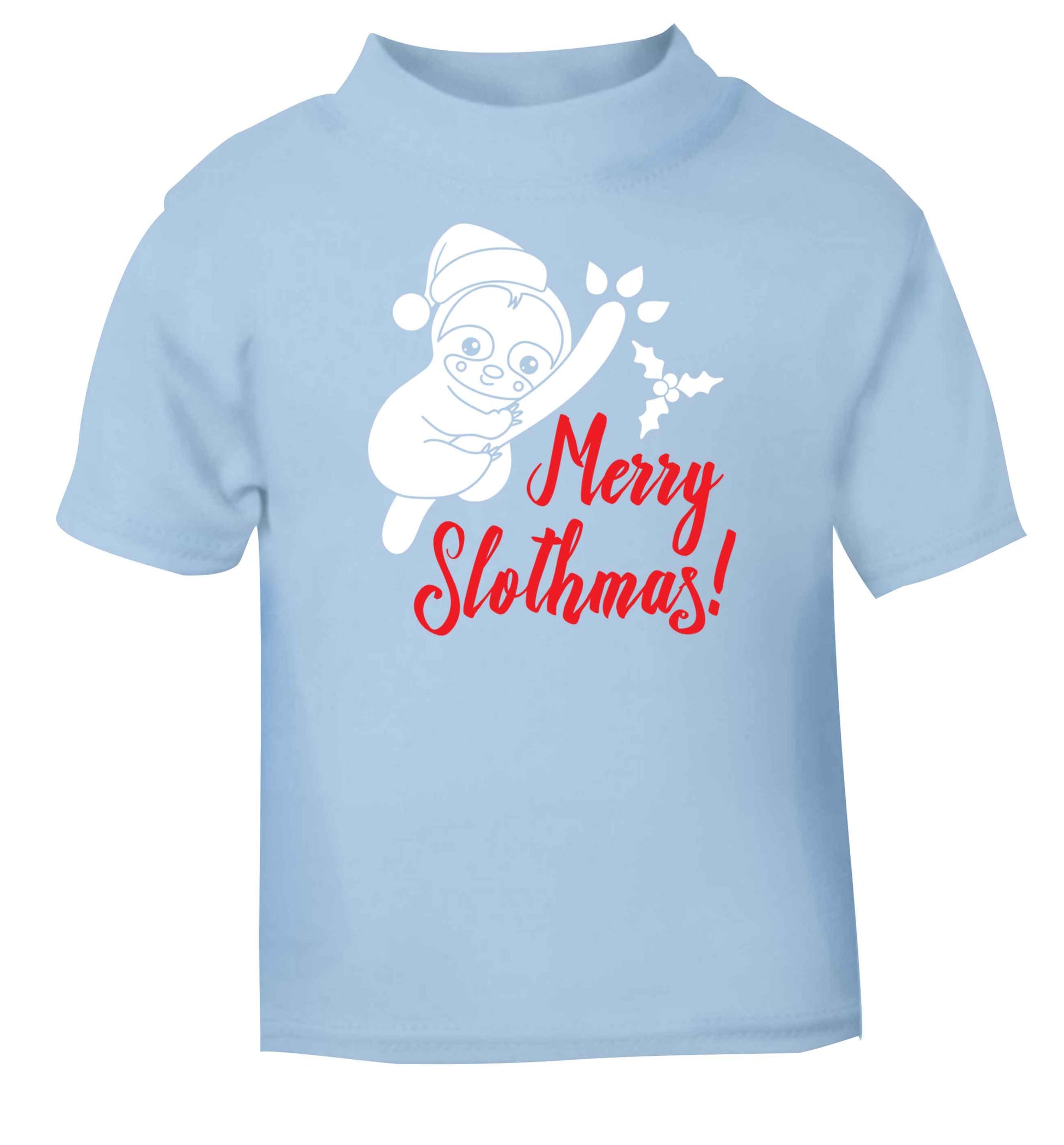 Merry Slothmas light blue baby toddler Tshirt 2 Years