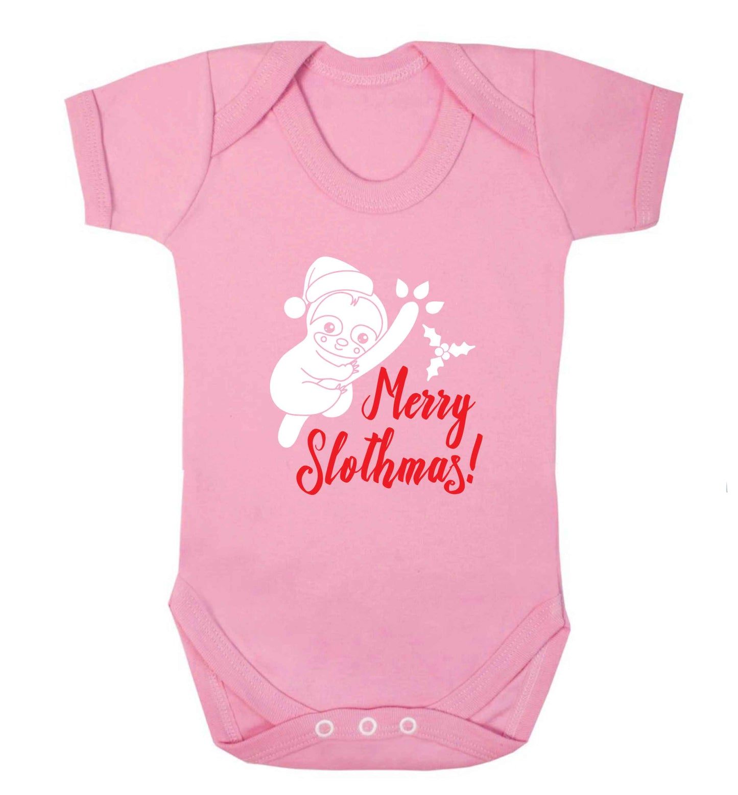 Merry Slothmas baby vest pale pink 18-24 months