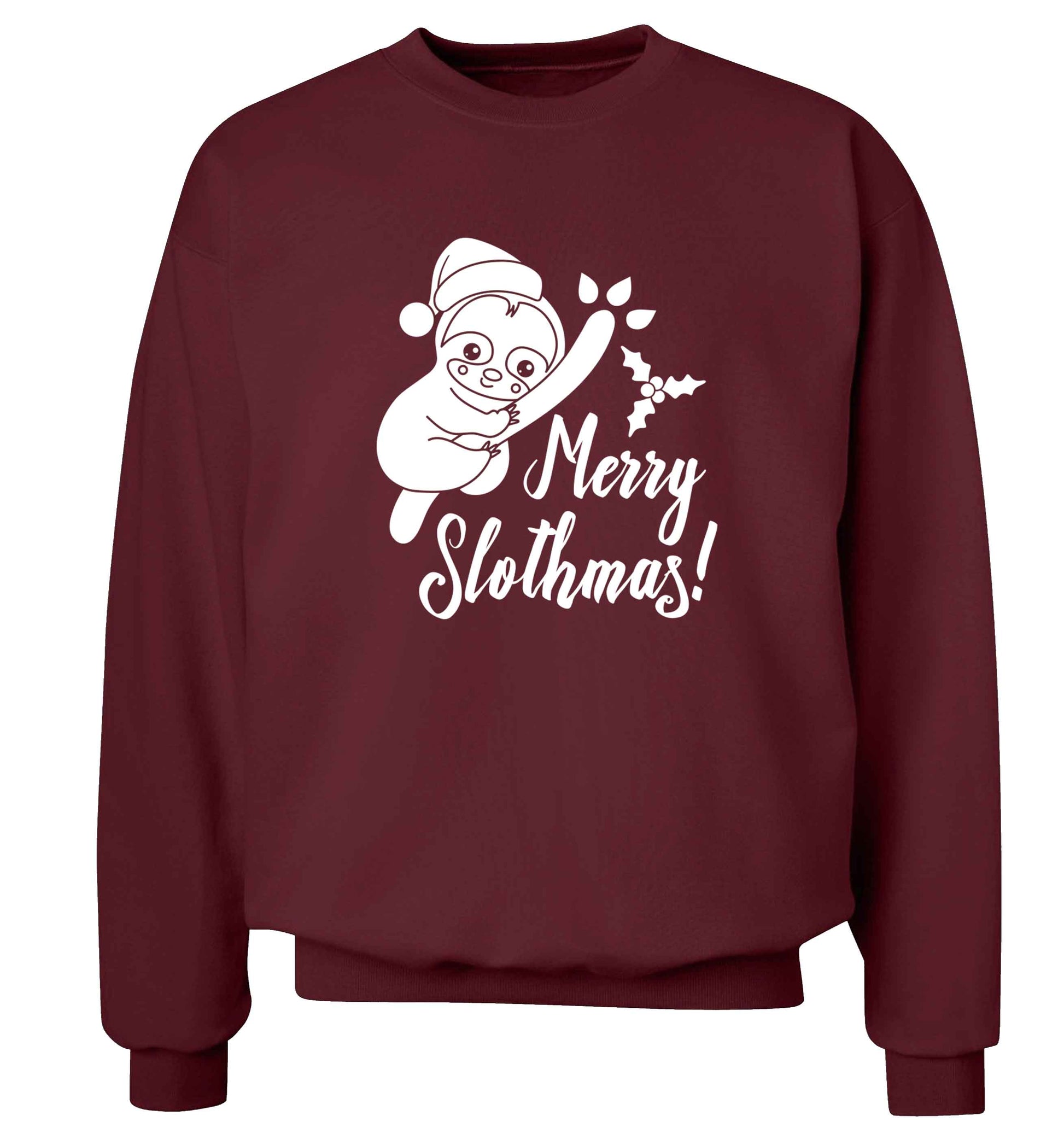 Merry Slothmas adult's unisex maroon sweater 2XL