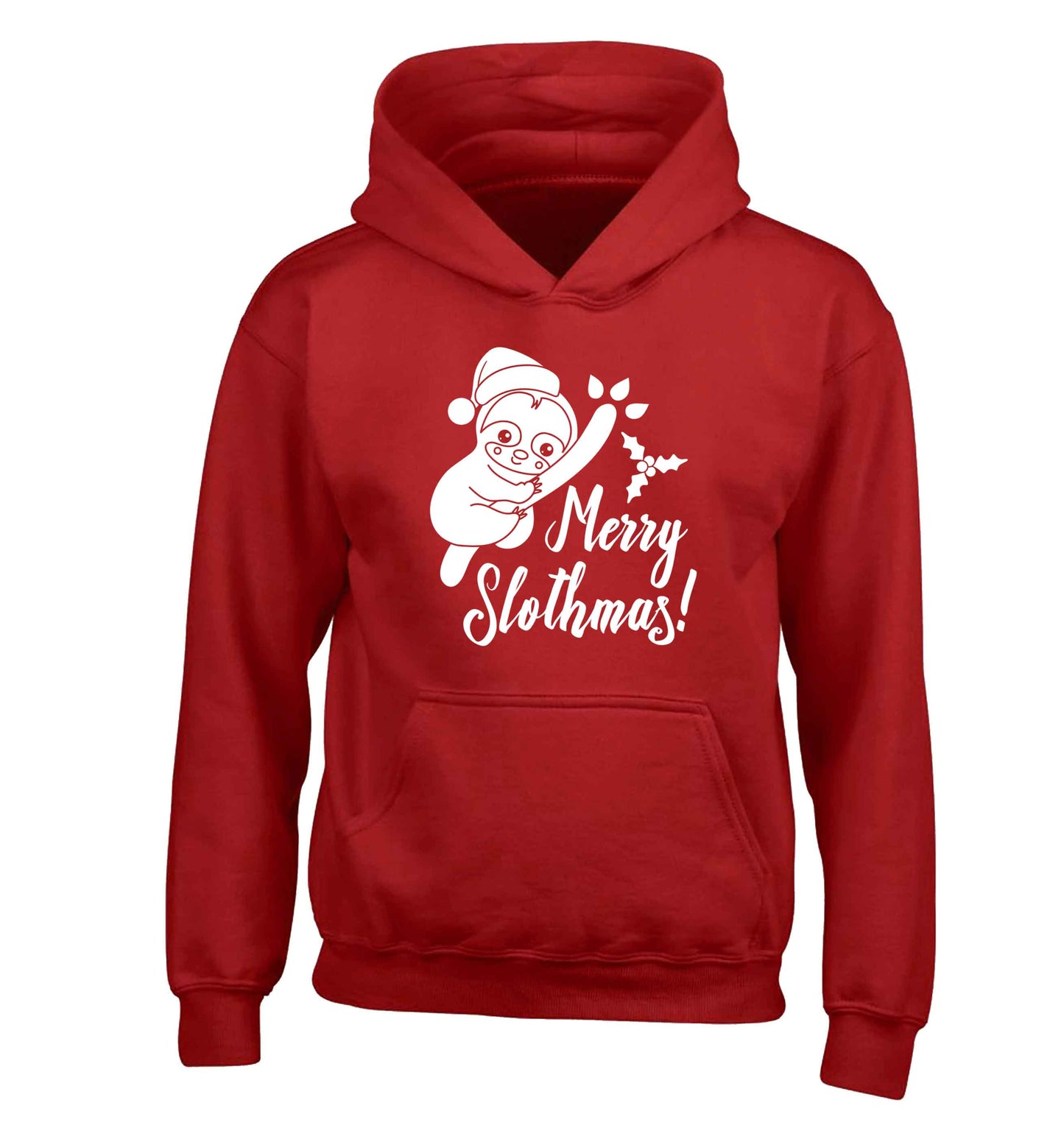 Merry Slothmas children's red hoodie 12-13 Years