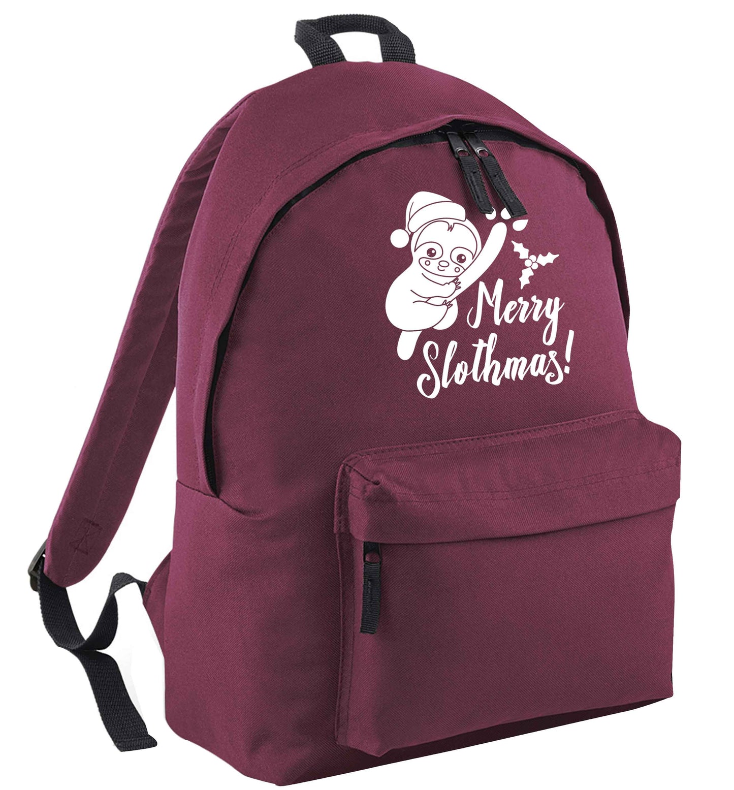 Merry Slothmas maroon adults backpack