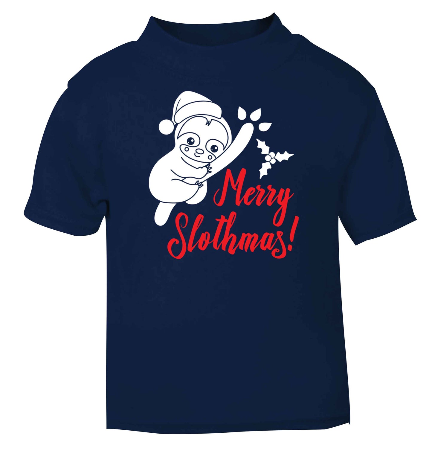 Merry Slothmas navy baby toddler Tshirt 2 Years
