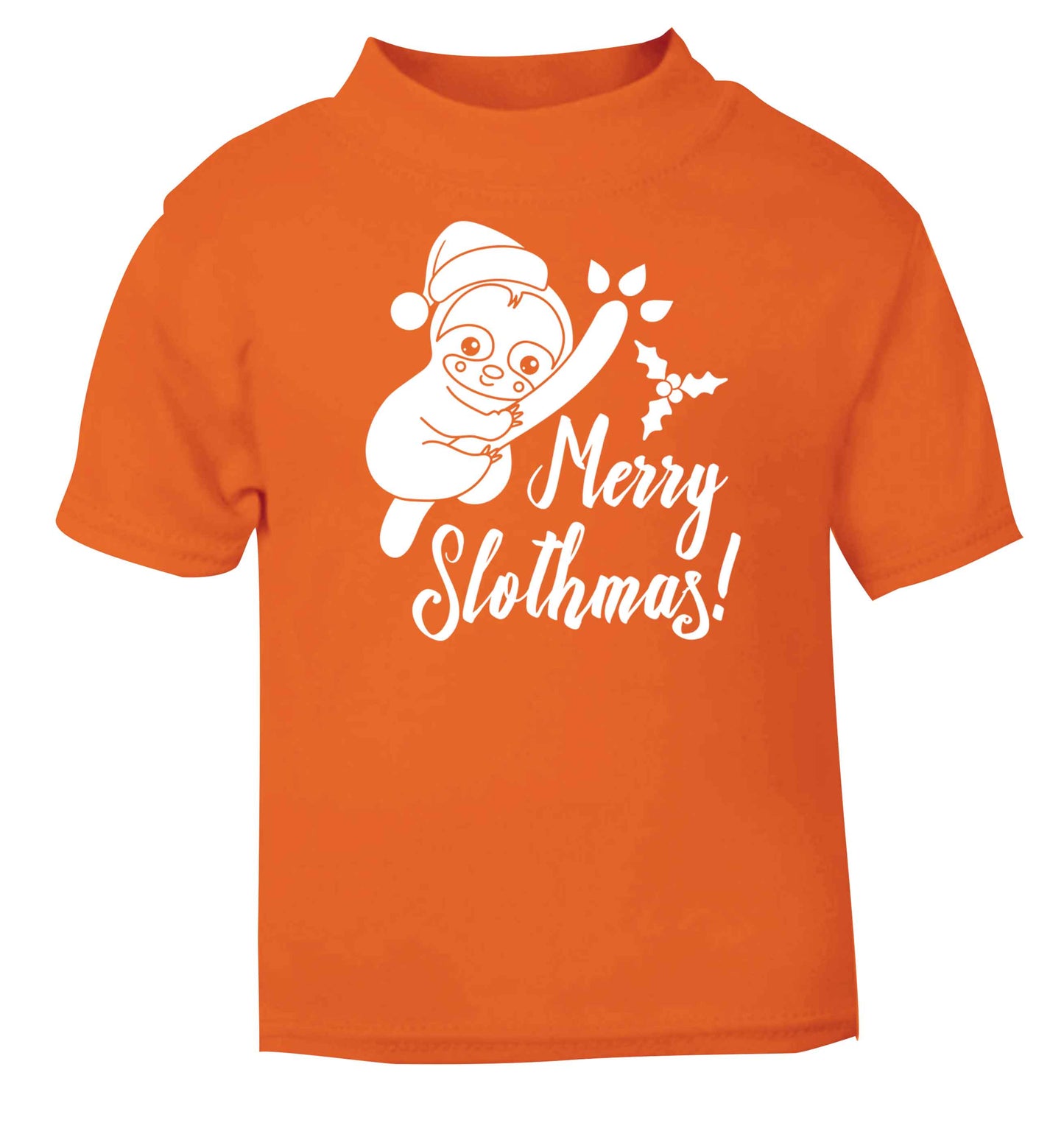 Merry Slothmas orange baby toddler Tshirt 2 Years