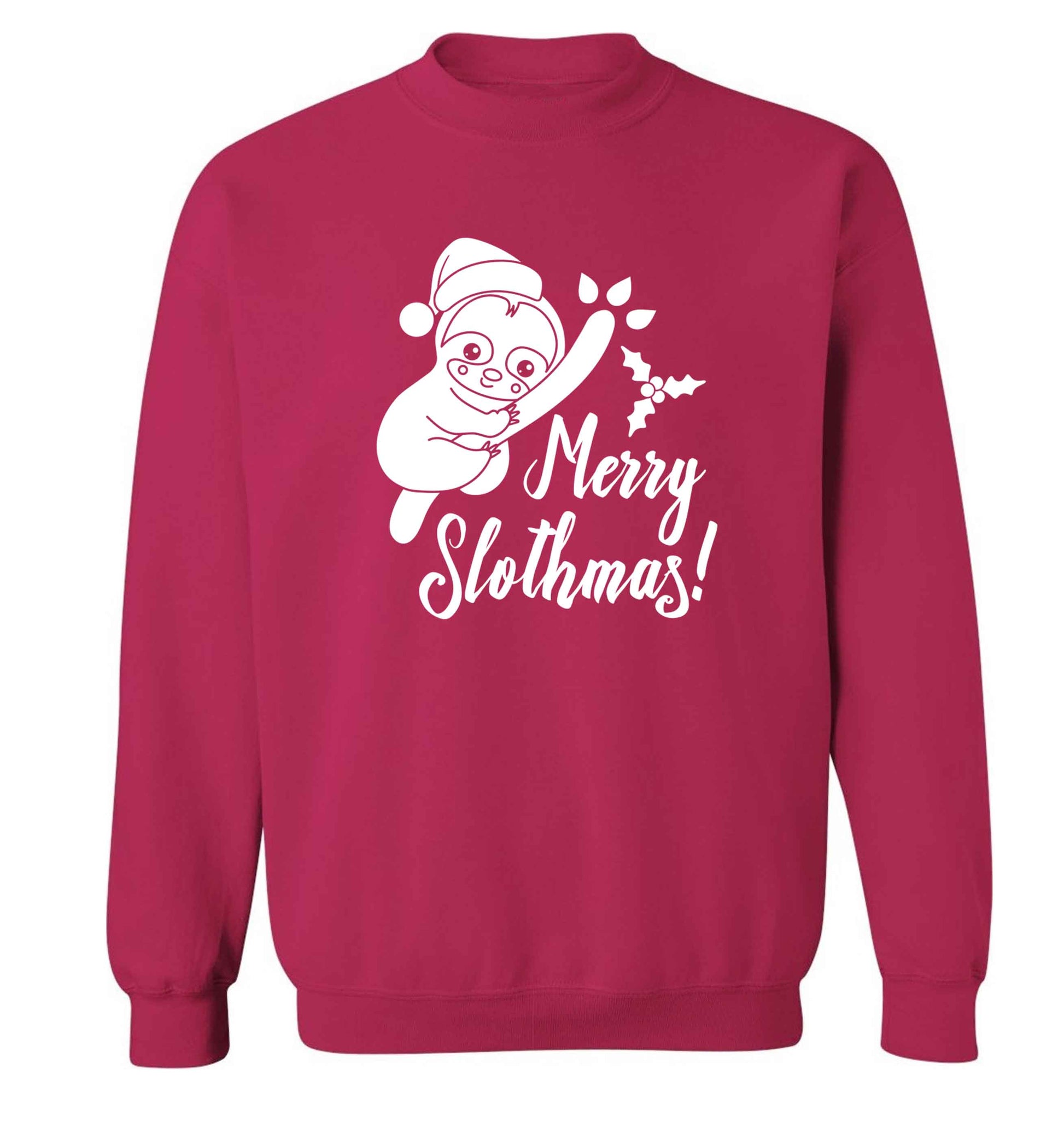 Merry Slothmas adult's unisex pink sweater 2XL