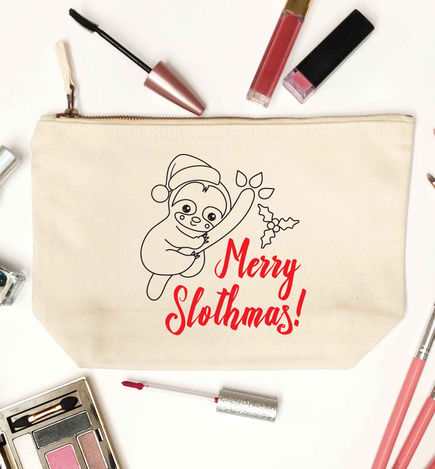Merry Slothmas natural makeup bag