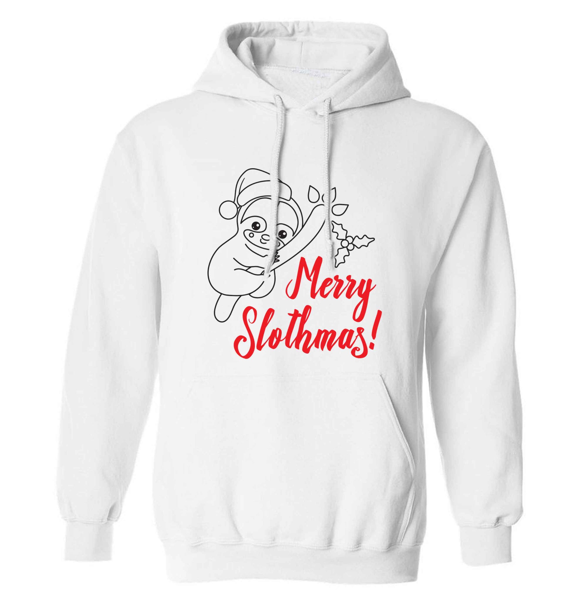 Merry Slothmas adults unisex white hoodie 2XL