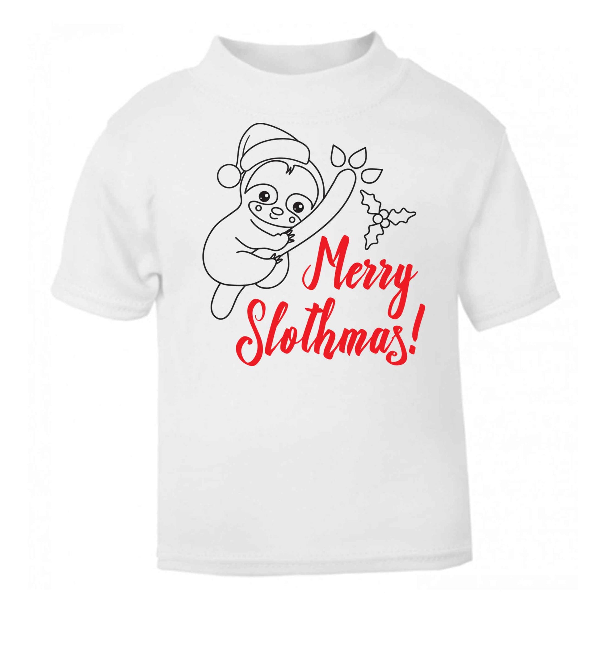 Merry Slothmas white baby toddler Tshirt 2 Years