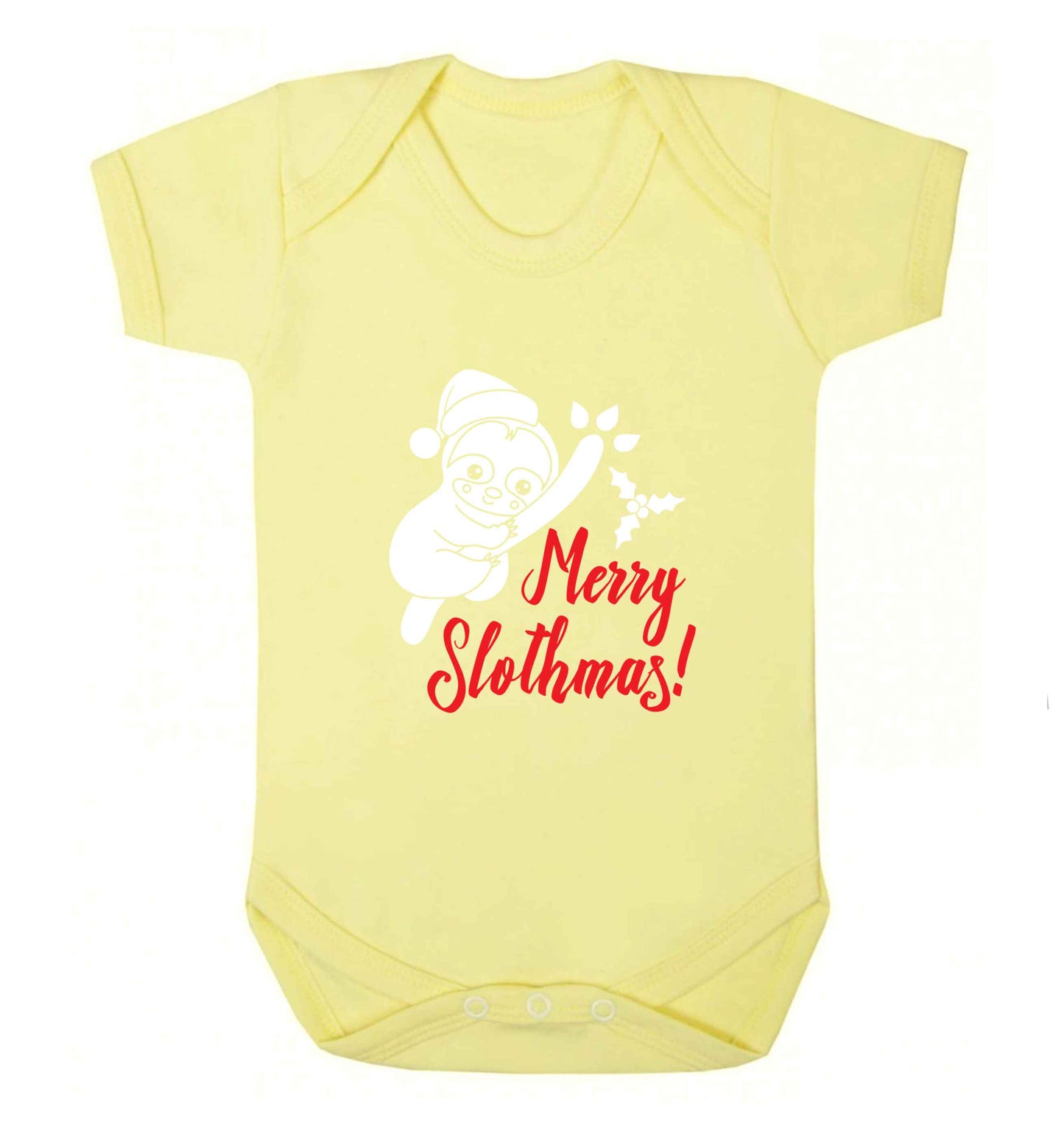 Merry Slothmas baby vest pale yellow 18-24 months