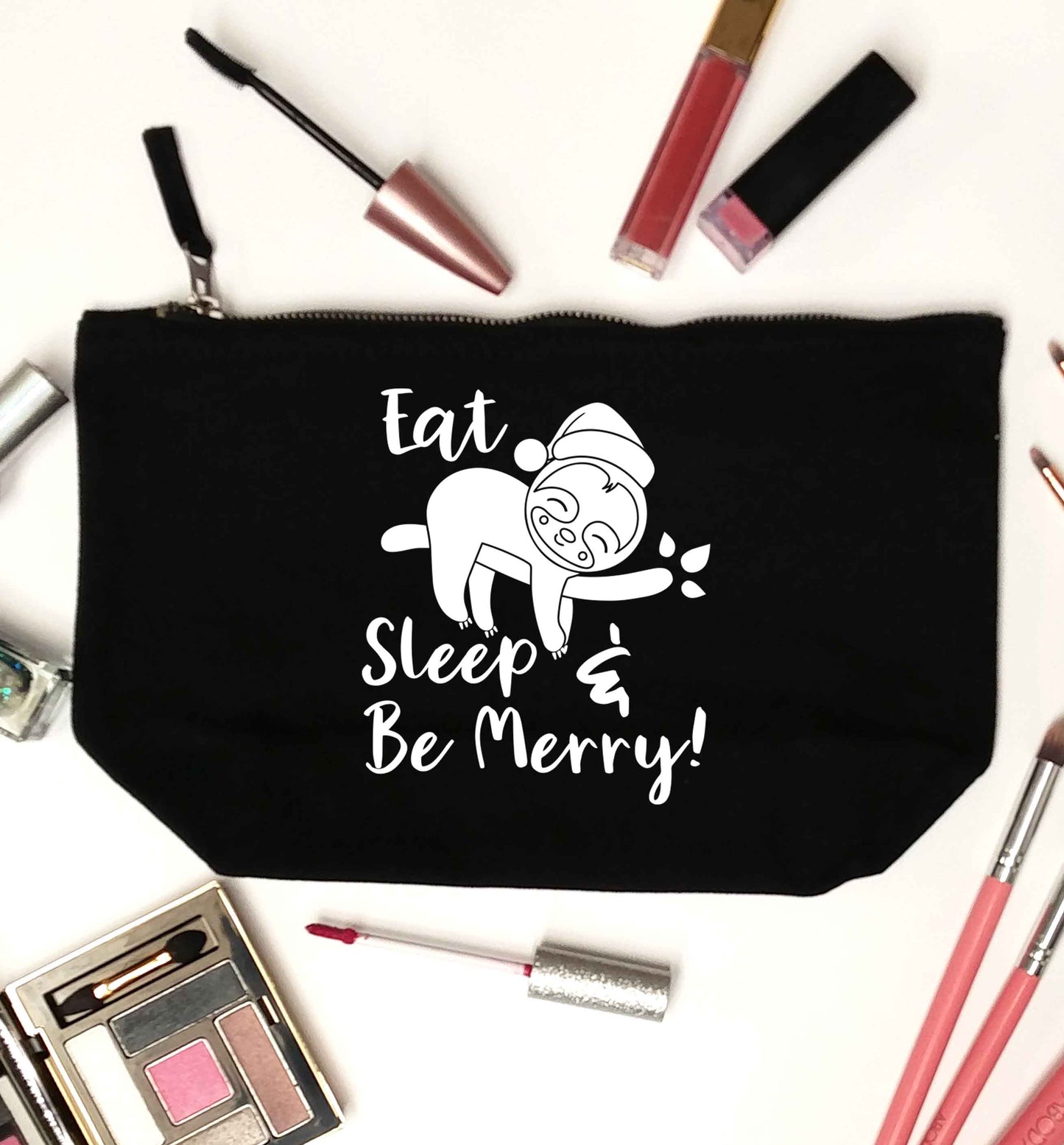 Merry Slothmas black makeup bag