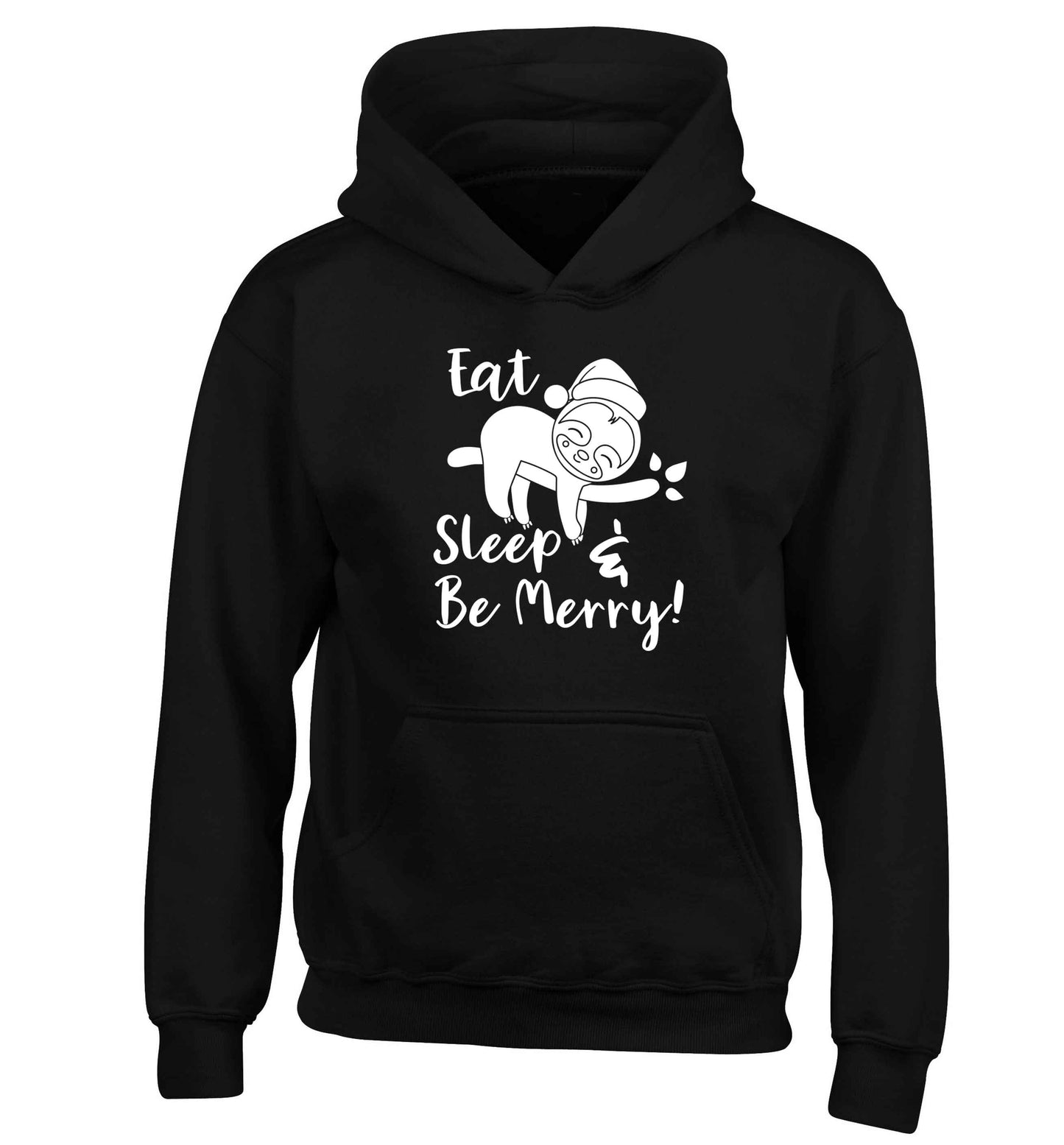 Merry Slothmas children's black hoodie 12-13 Years