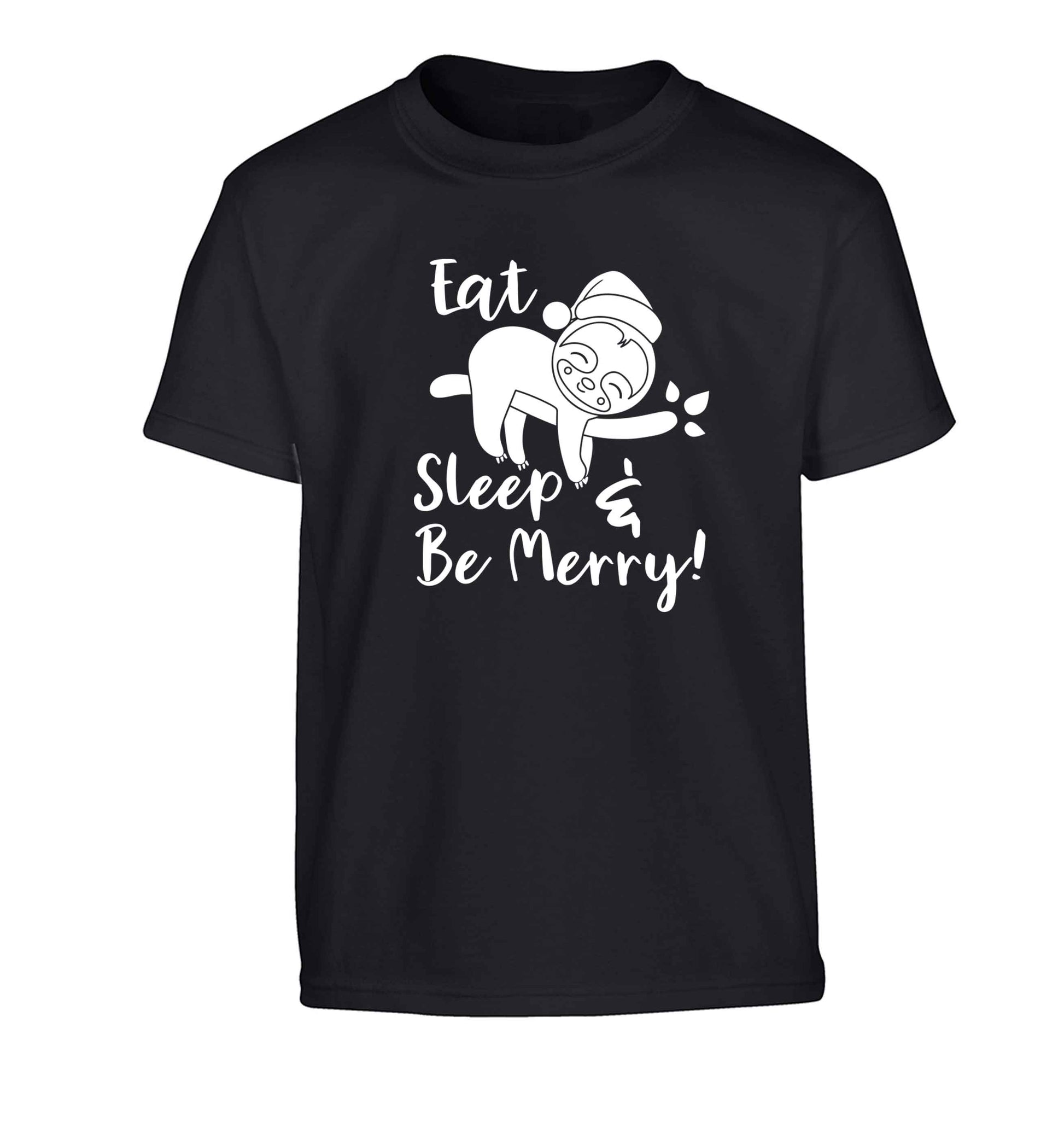 Merry Slothmas Children's black Tshirt 12-13 Years