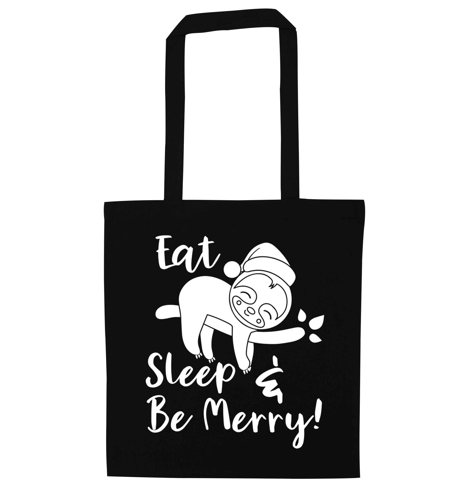 Merry Slothmas black tote bag
