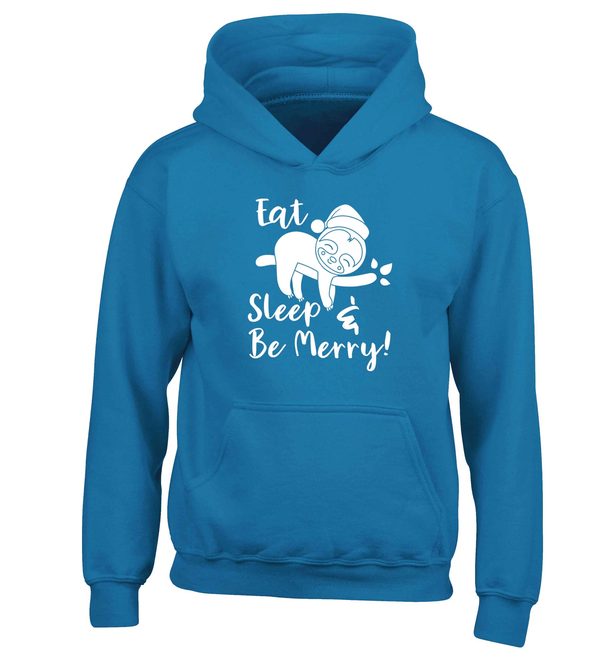 Merry Slothmas children's blue hoodie 12-13 Years