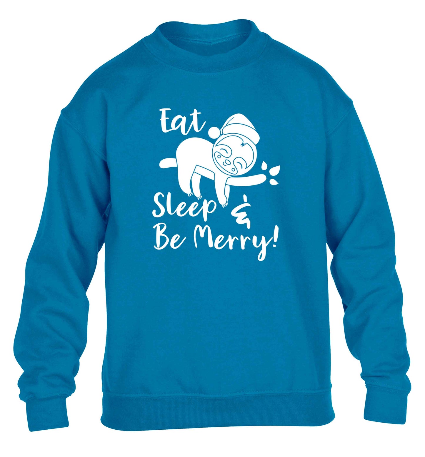 Merry Slothmas children's blue sweater 12-13 Years