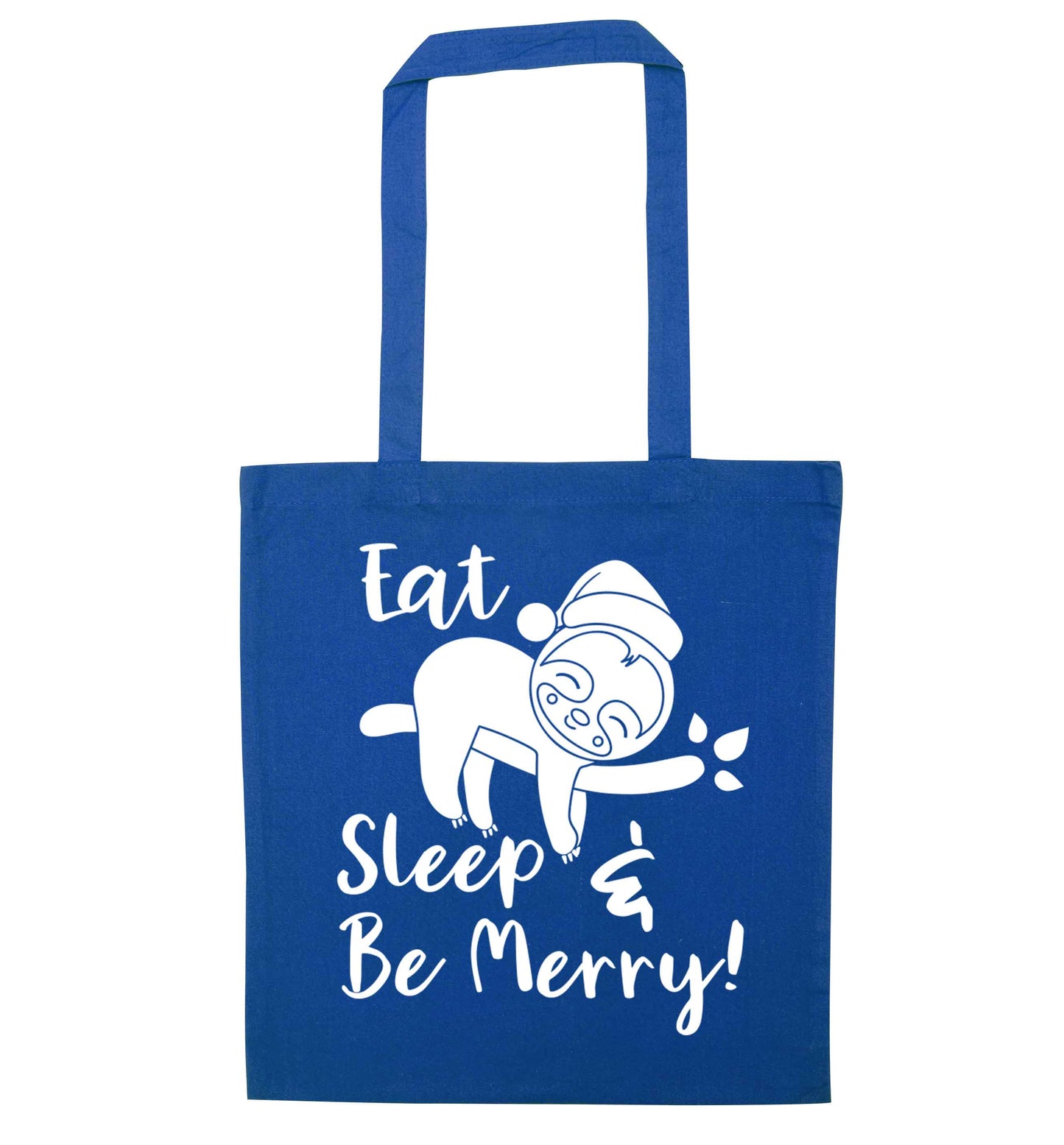 Merry Slothmas blue tote bag