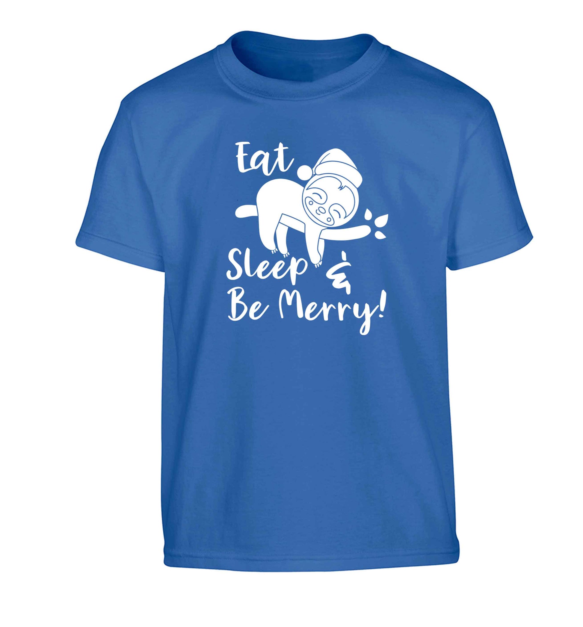 Merry Slothmas Children's blue Tshirt 12-13 Years