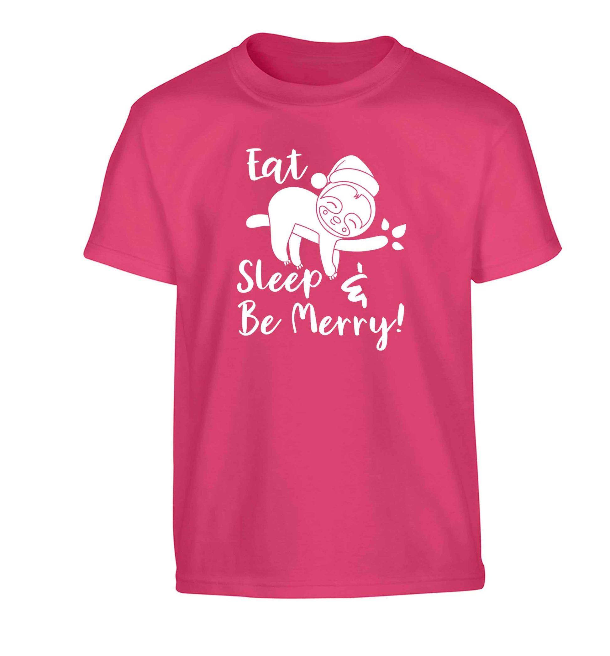 Merry Slothmas Children's pink Tshirt 12-13 Years