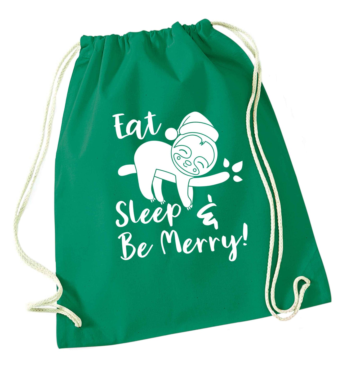 Merry Slothmas green drawstring bag