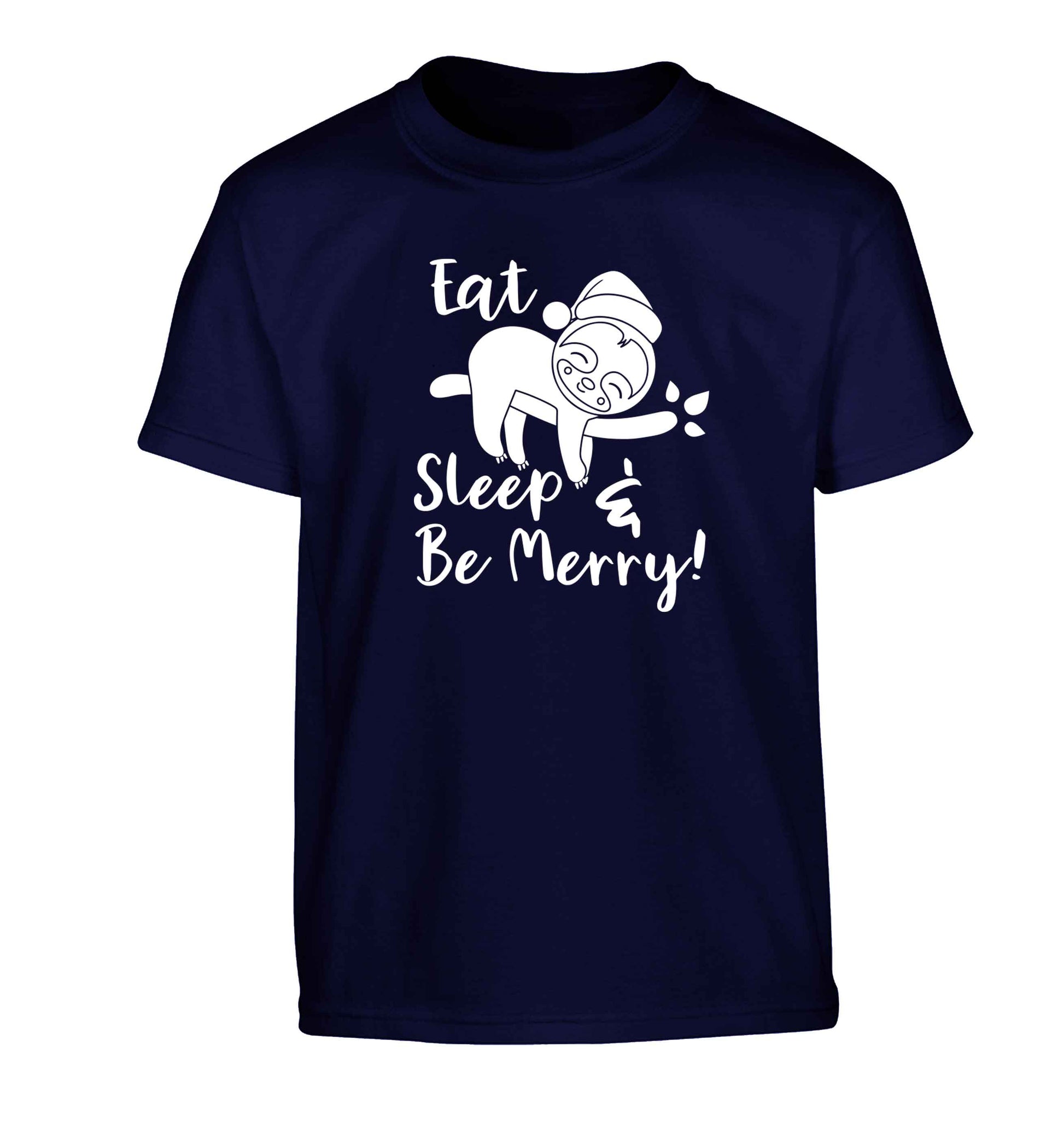 Merry Slothmas Children's navy Tshirt 12-13 Years