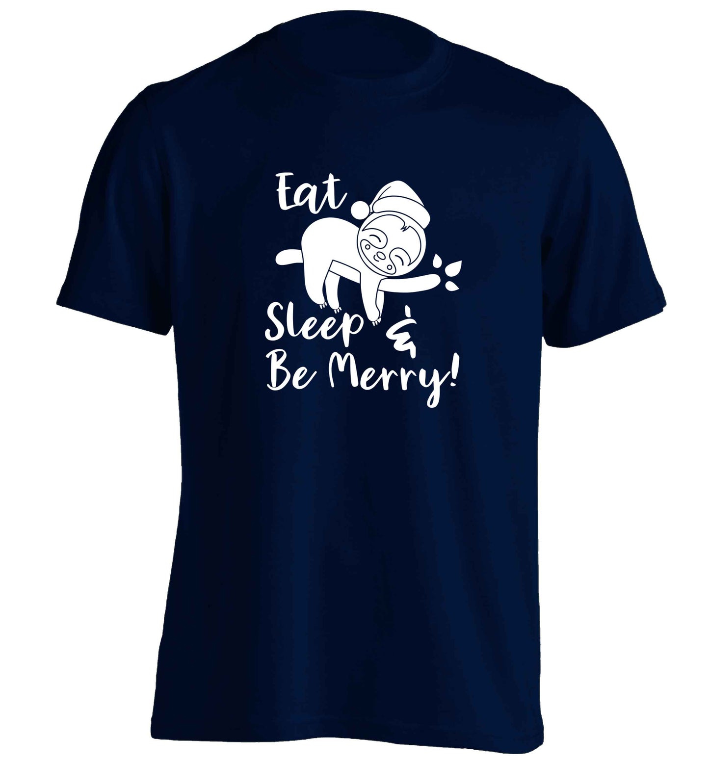 Merry Slothmas adults unisex navy Tshirt 2XL