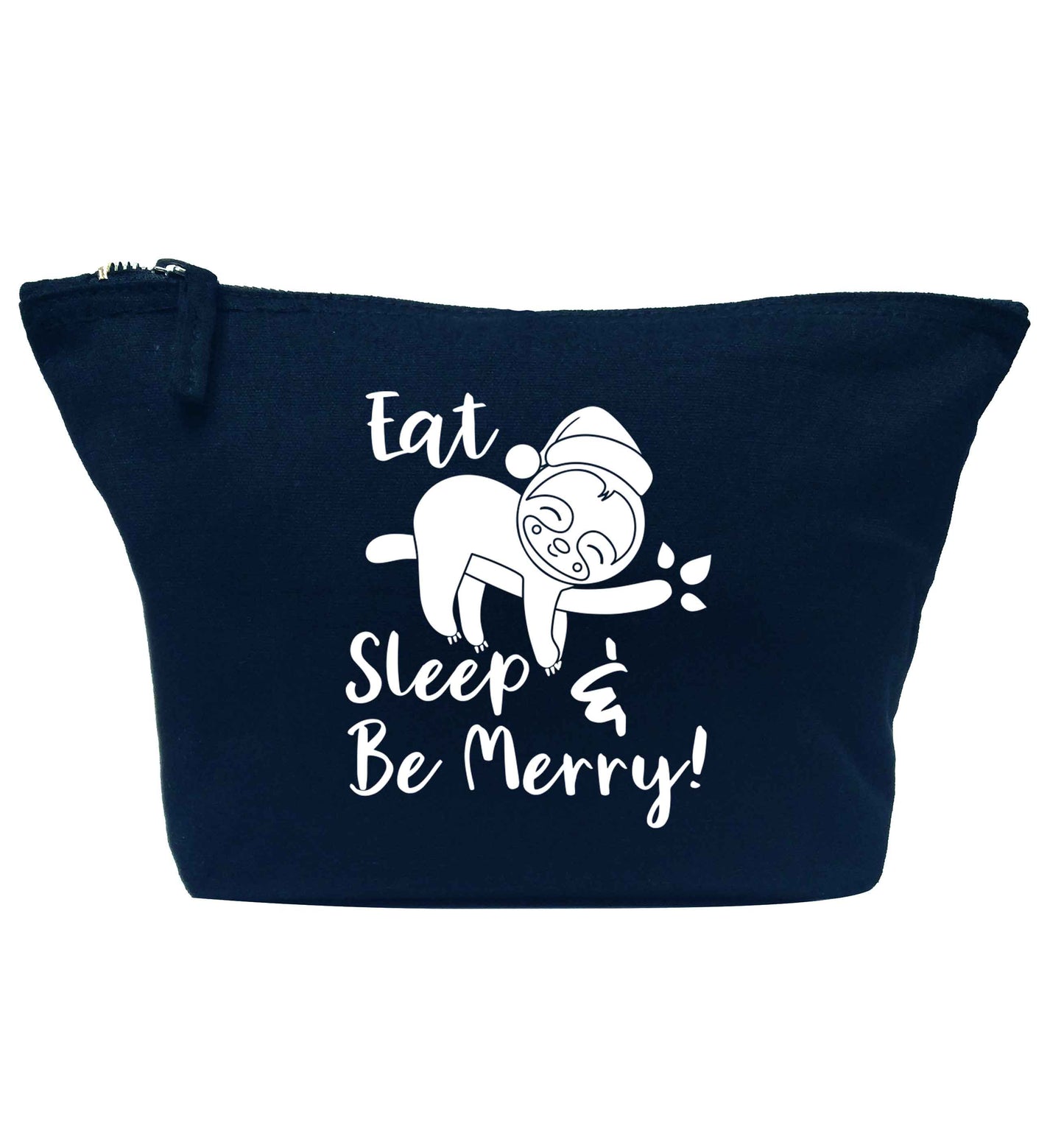 Merry Slothmas navy makeup bag