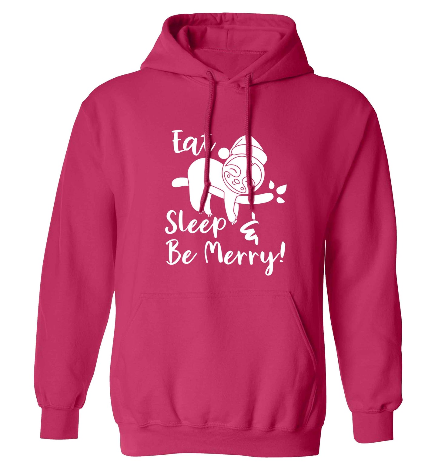 Merry Slothmas adults unisex pink hoodie 2XL