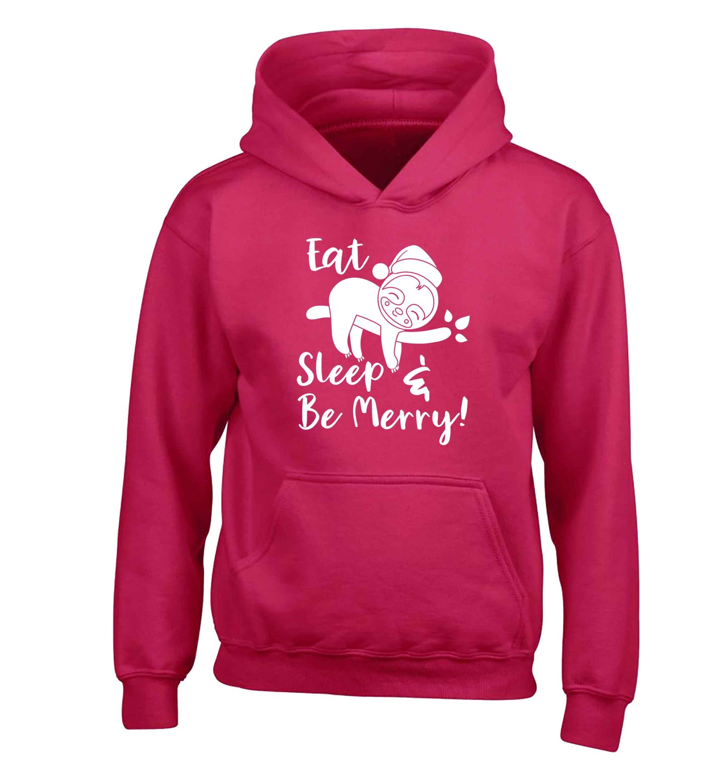 Merry Slothmas children's pink hoodie 12-13 Years