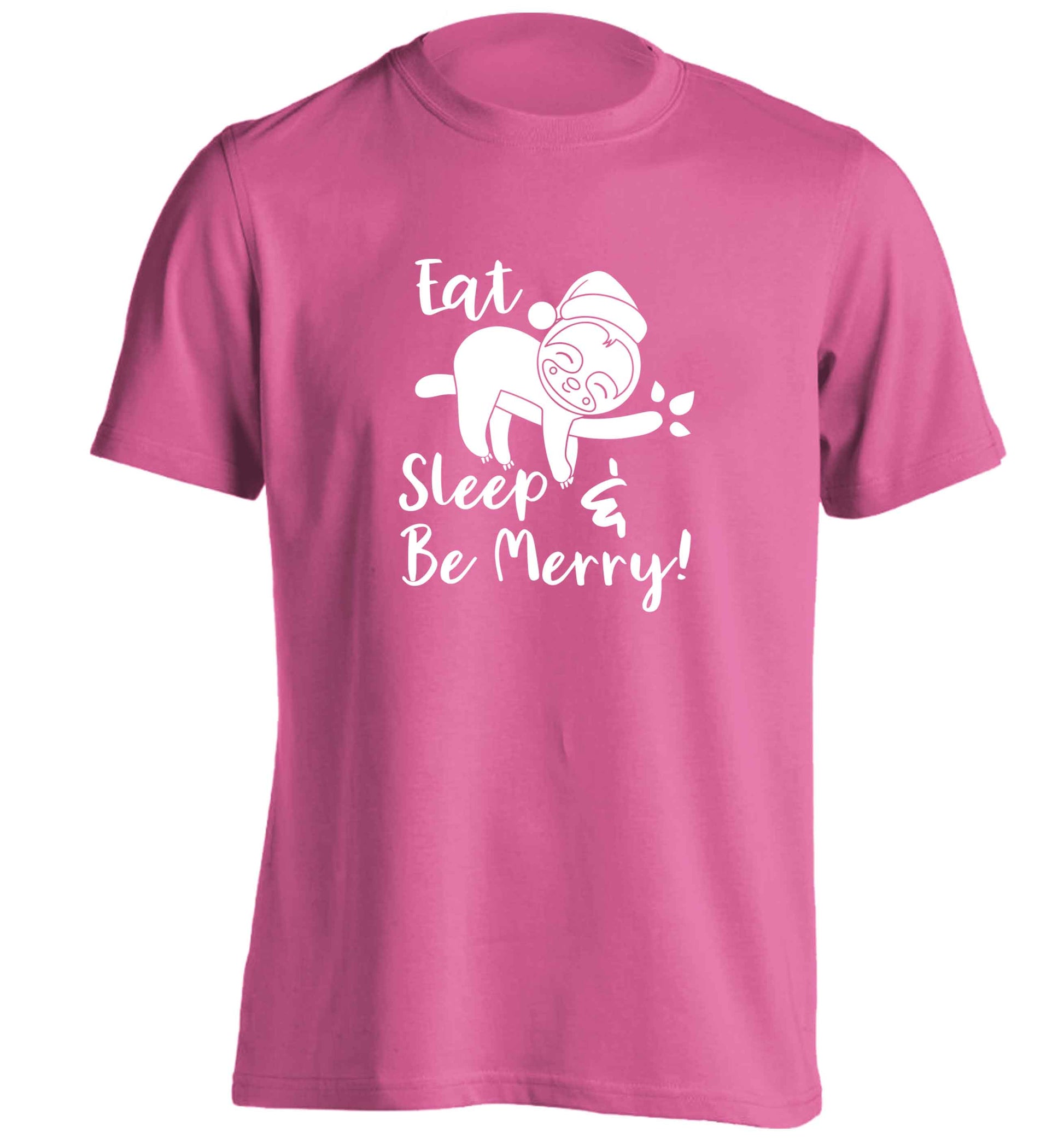 Merry Slothmas adults unisex pink Tshirt 2XL