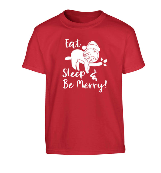 Merry Slothmas Children's red Tshirt 12-13 Years